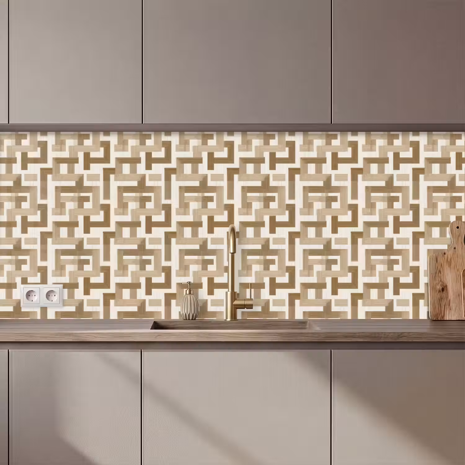 Geometrisch - Retro - Bruin keuken achterwand 2 middel 871 zz_3dshopping