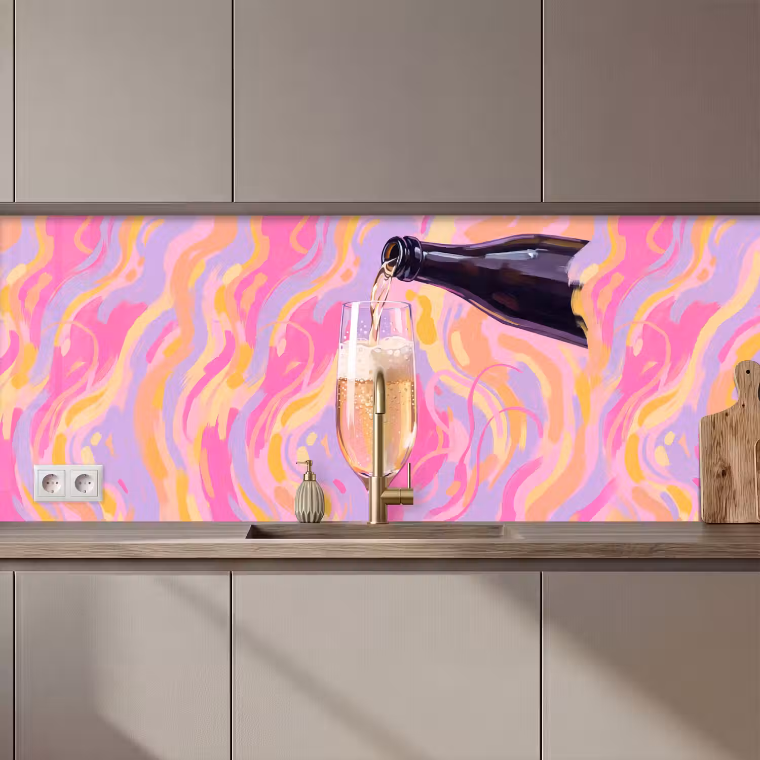 Drank - Inschenken - Feest - Abstract - Roze keuken achterwand 2 middel zz_3dshopping