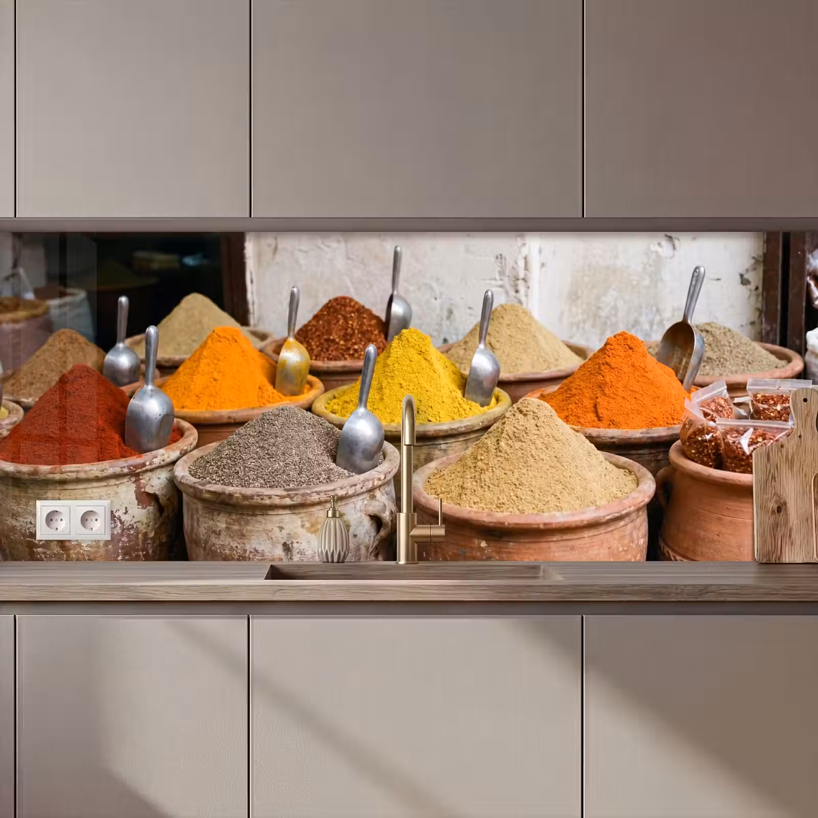 Küchenrückwand - Gewürze – Gläser – Orientalisch - Kruiden - Potten - Oosters keuken achterwand 2 middel zz_3dshopping