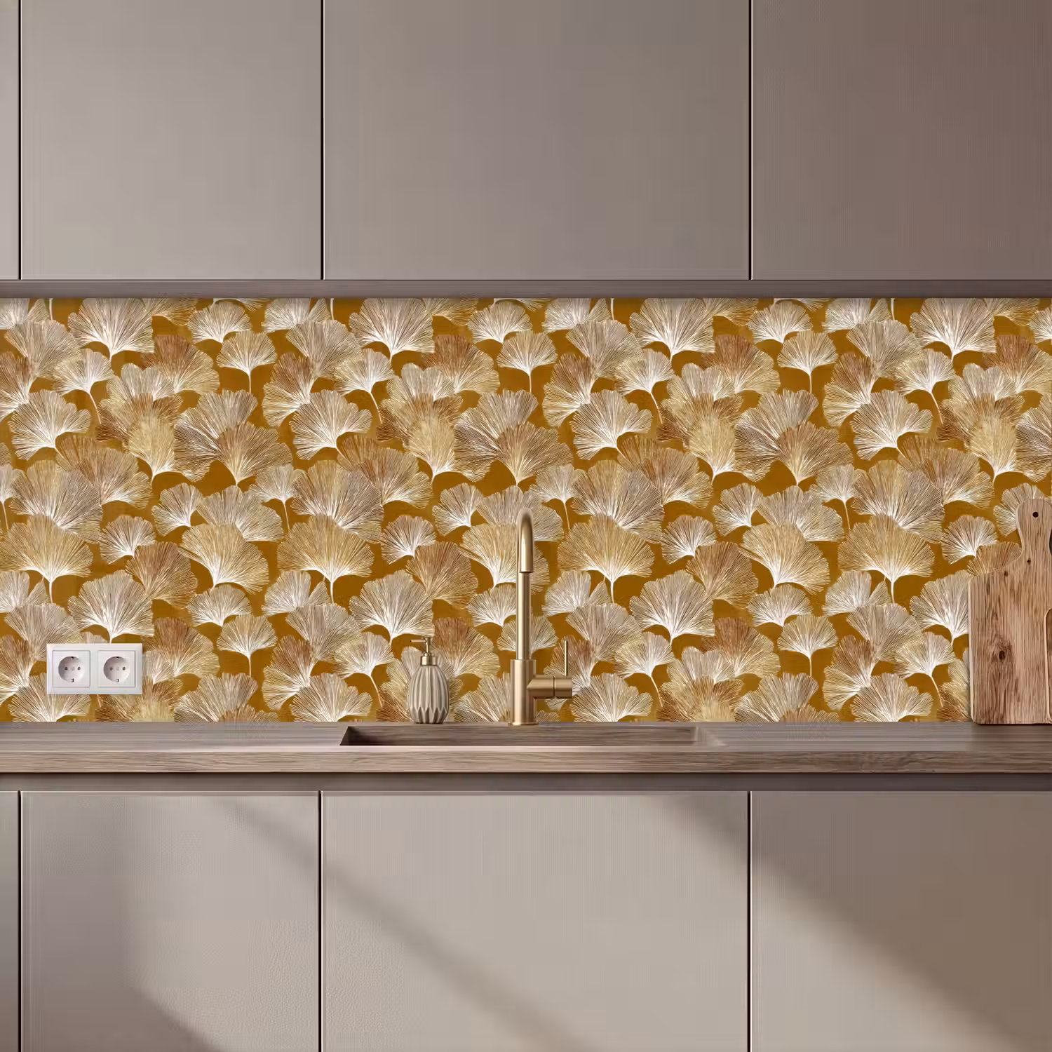 Ginkgo - Bladeren - Goud keuken achterwand 2 middel 871 zz_3dshopping