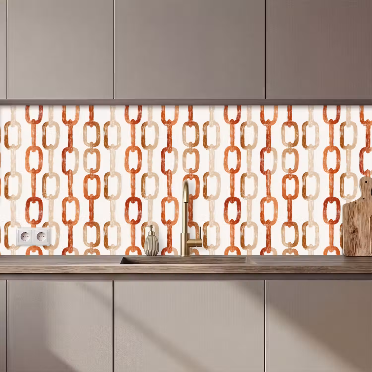 Schakels - Patroon - Aquarel - Terracotta keuken achterwand 2 middel 871 zz_3dshopping