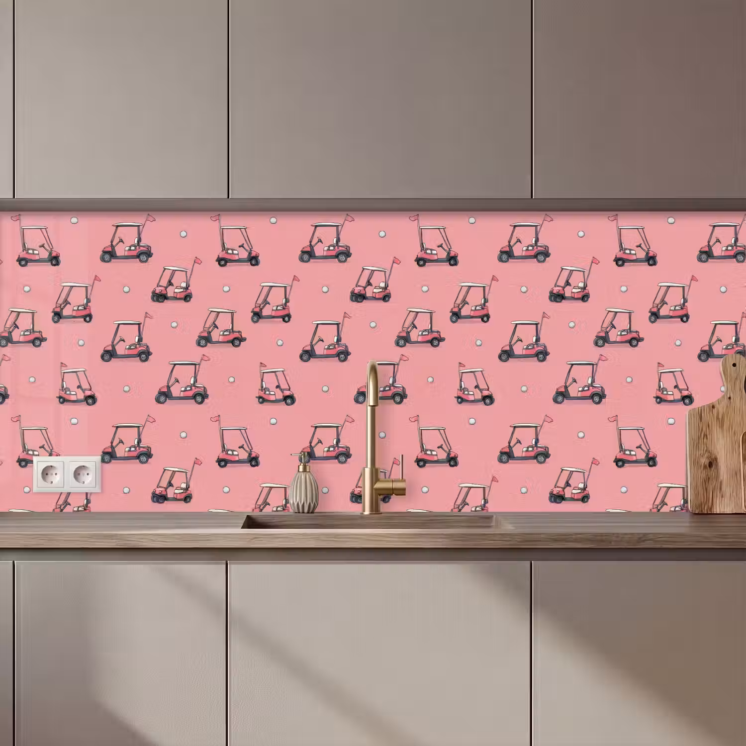 Golfkar - Retro - Roze keuken achterwand 2 middel 871 zz_3dshopping