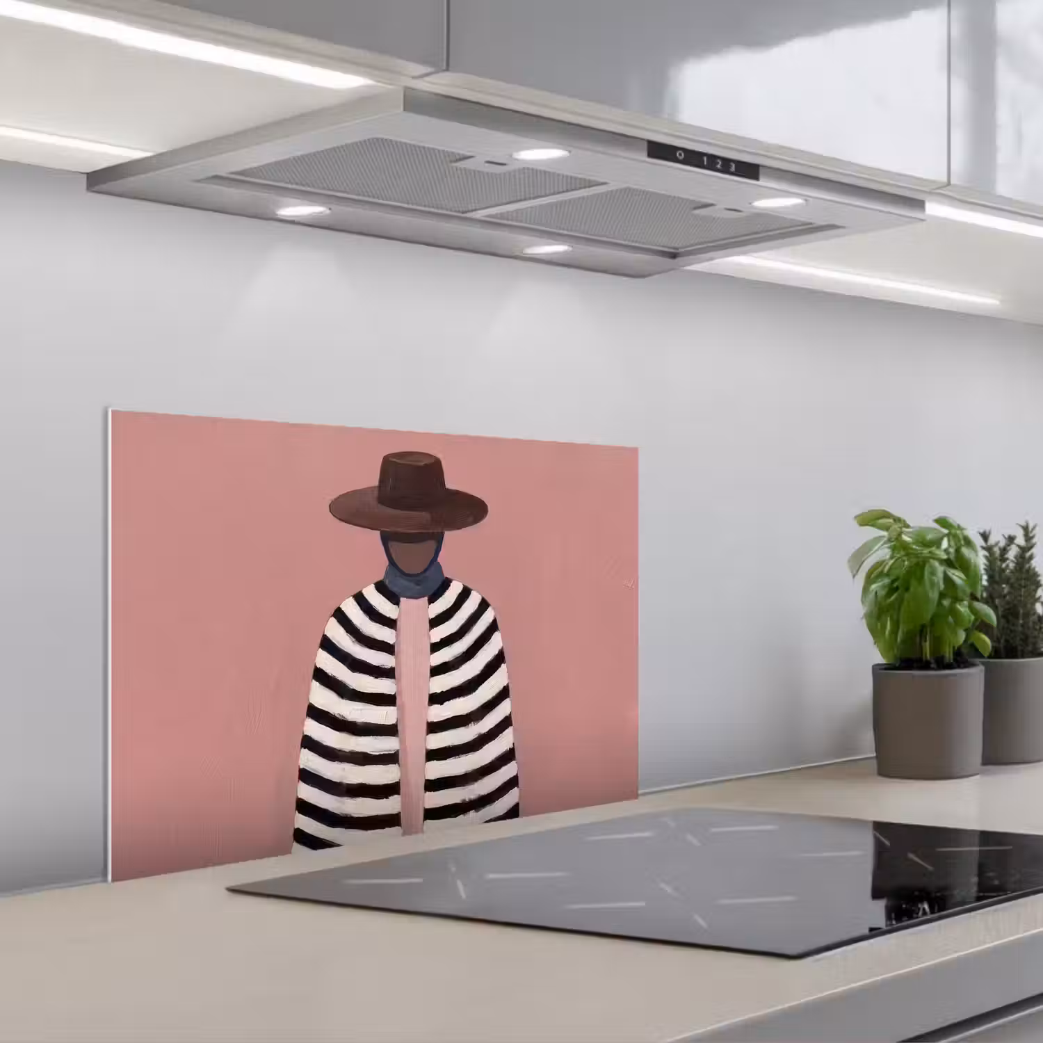 Grafisch - Vrouw - Roze keuken achterwand spatscherm klein -3d_schuin