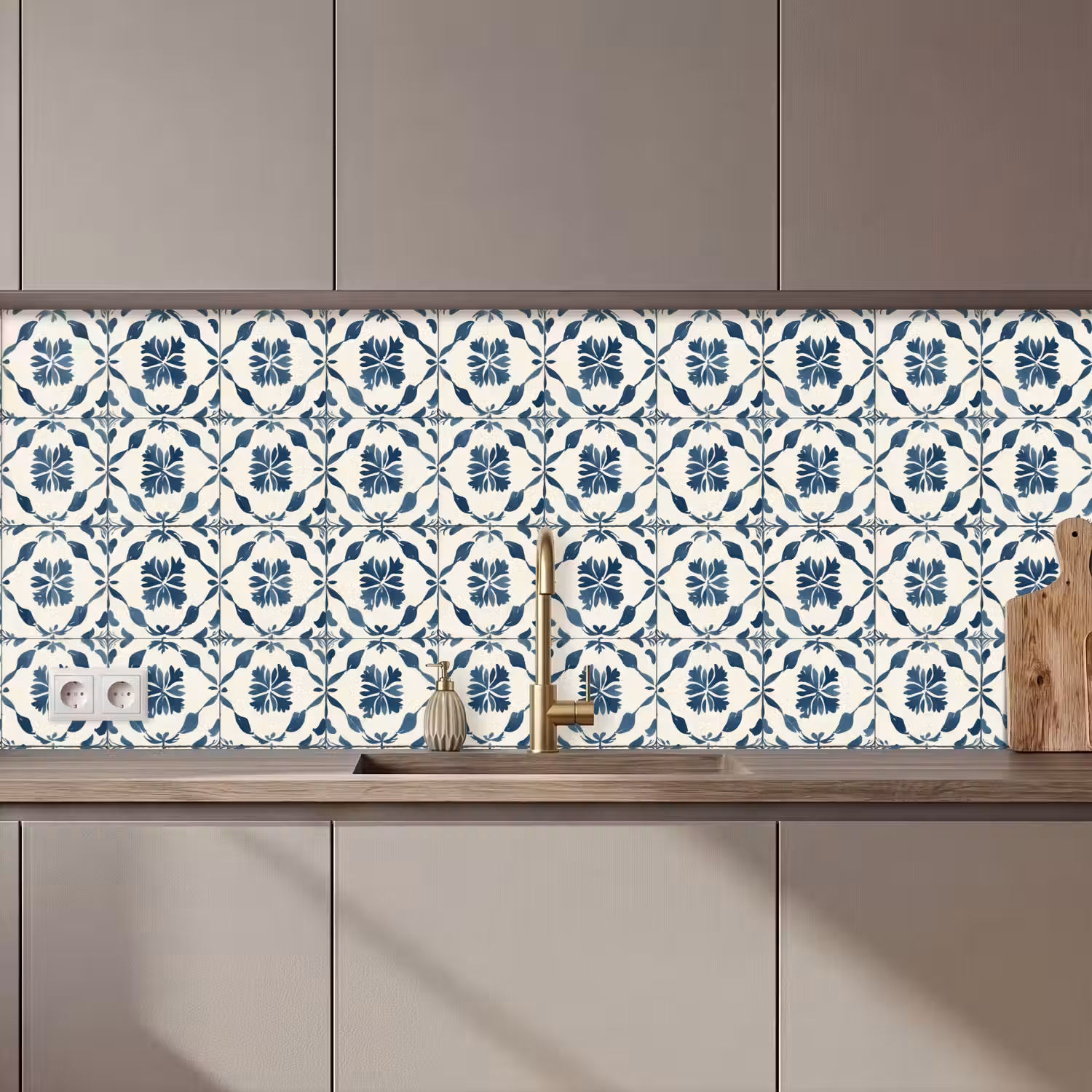 Grafisch - Tegel - Blauw keuken achterwand 2 middel 871 zz_3dshopping