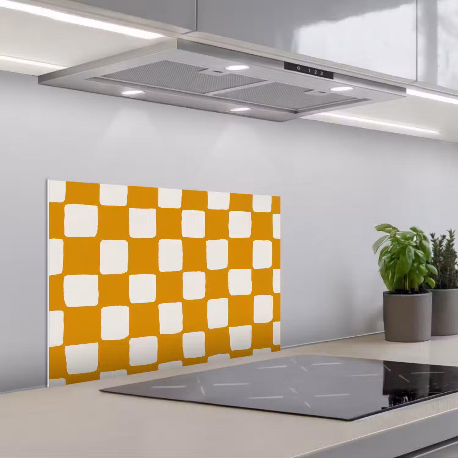 Grafisch - Patroon - Oker keuken achterwand spatscherm klein 900 -3d_schuin