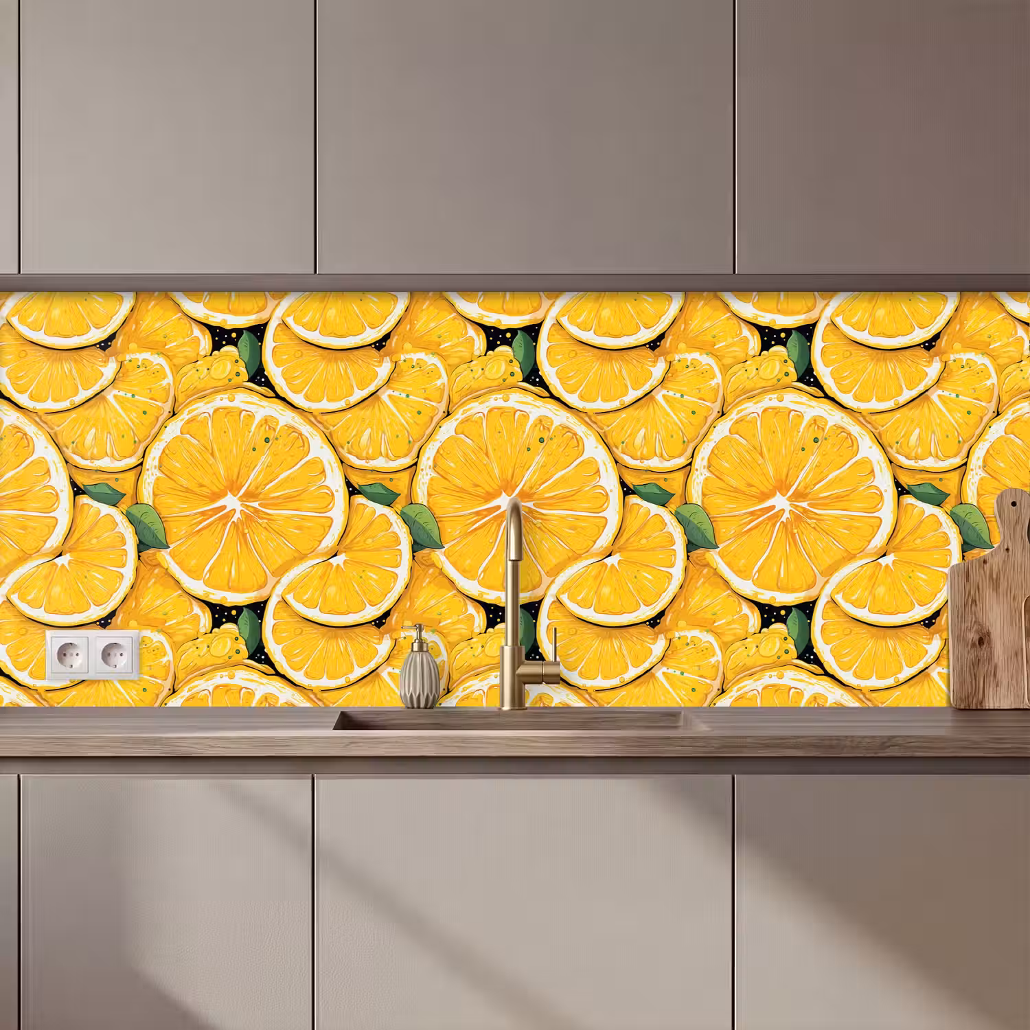 Grafisch - Citroenschijven - Blaadjes keuken achterwand 2 middel 871 zz_3dshopping