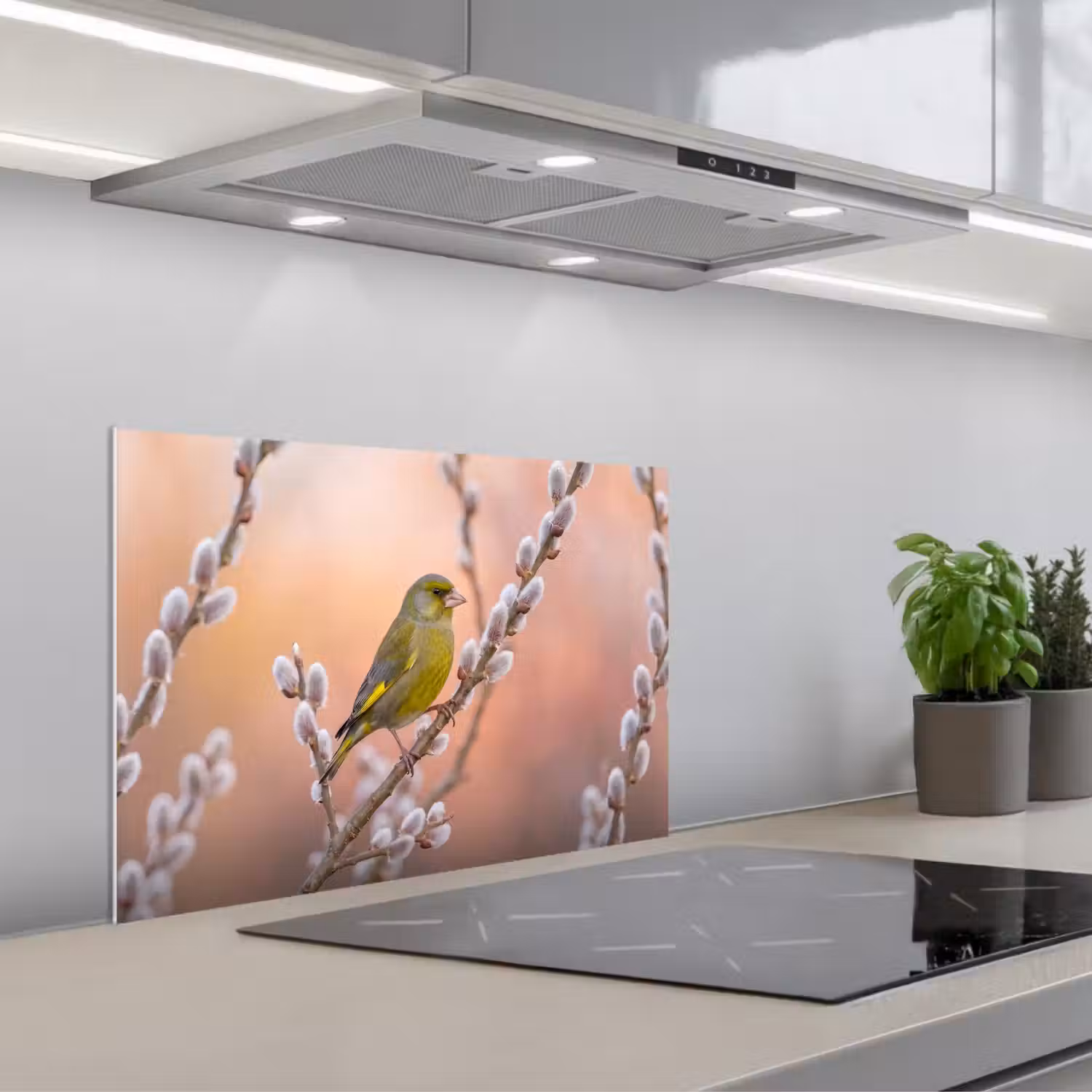 Groenling - Katjes - Lente - Natuur - Zacht keuken achterwand spatscherm klein -3d_schuin