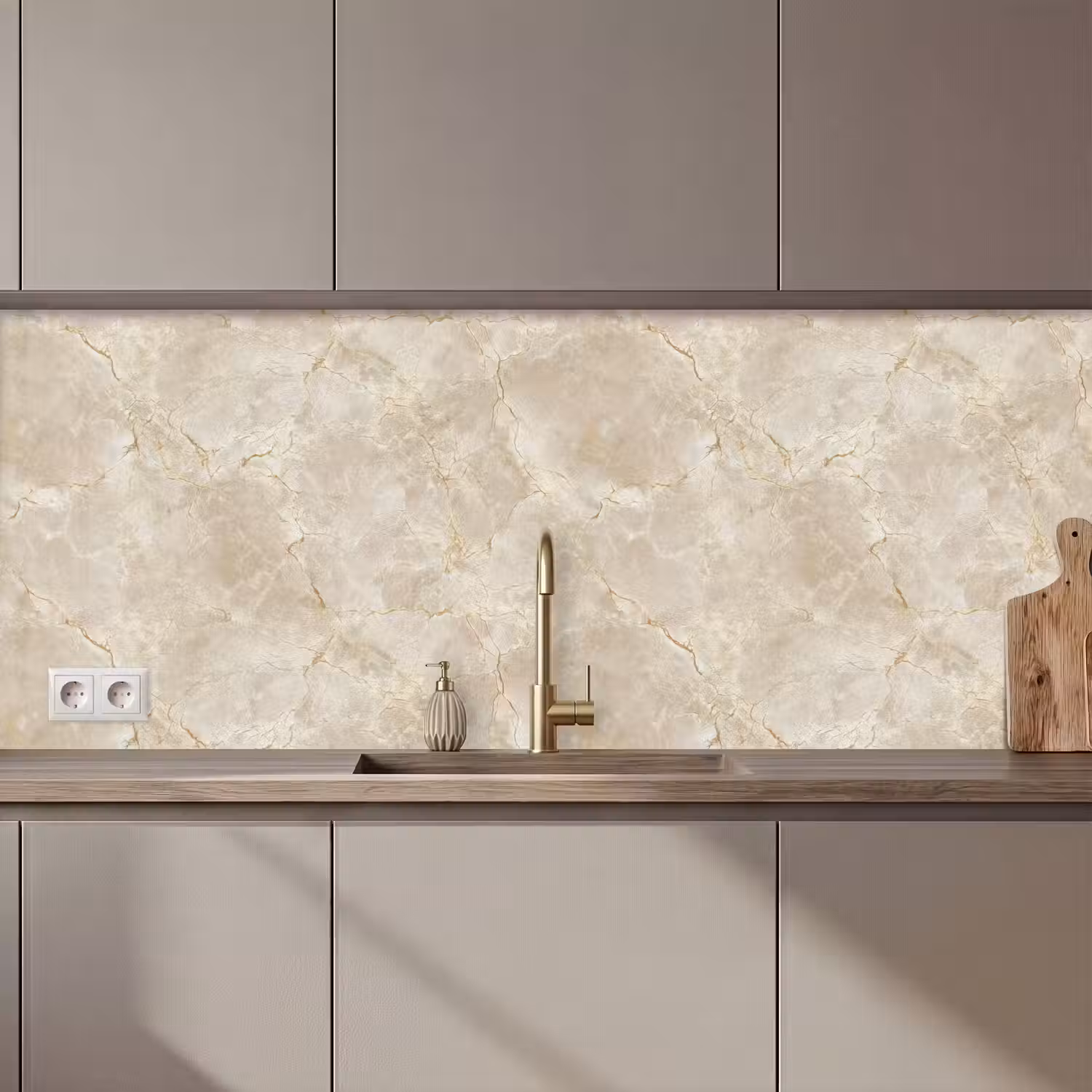 Lichtbeige - Marmer - Aders keuken achterwand 2 middel 871 zz_3dshopping