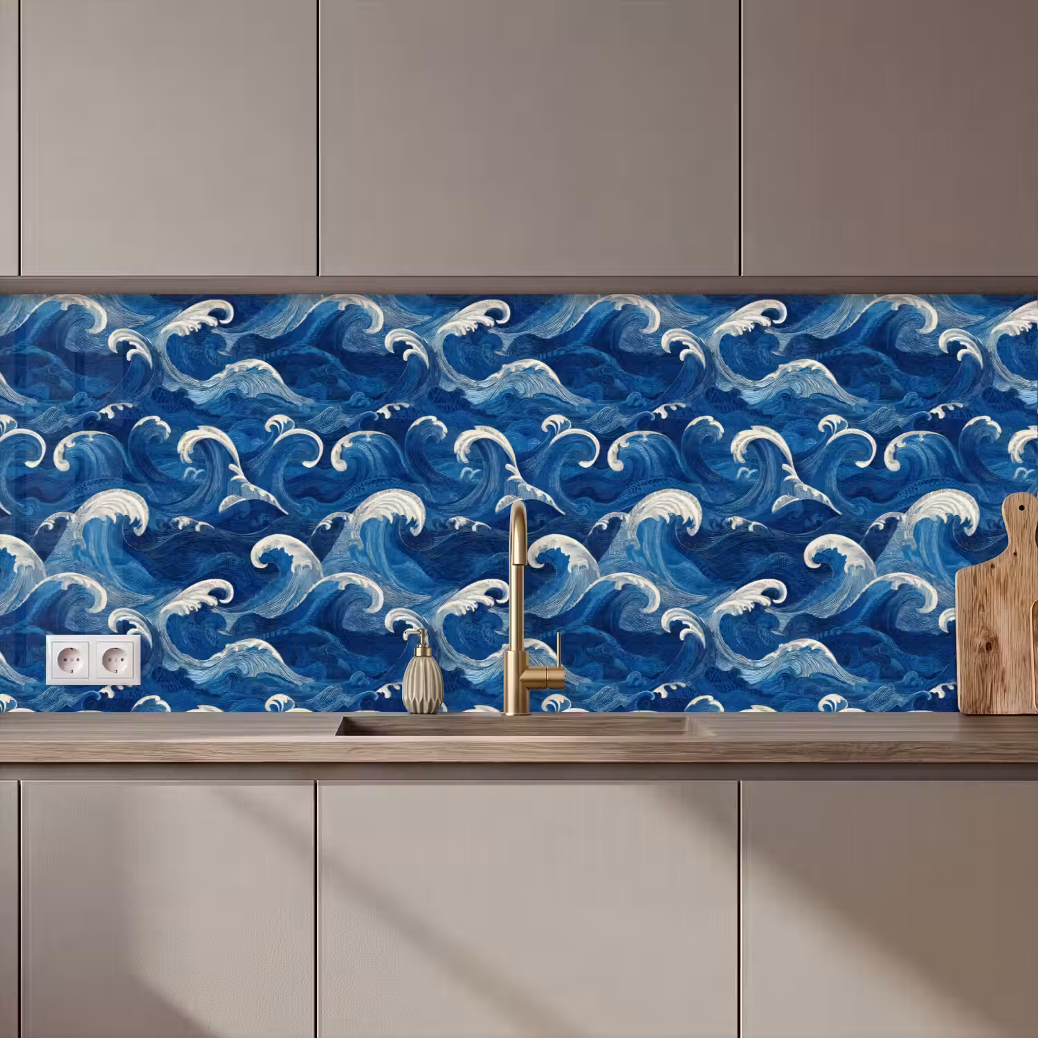 Japans - Oceaan - Golven - Blauw keuken achterwand 2 middel 871 zz_3dshopping