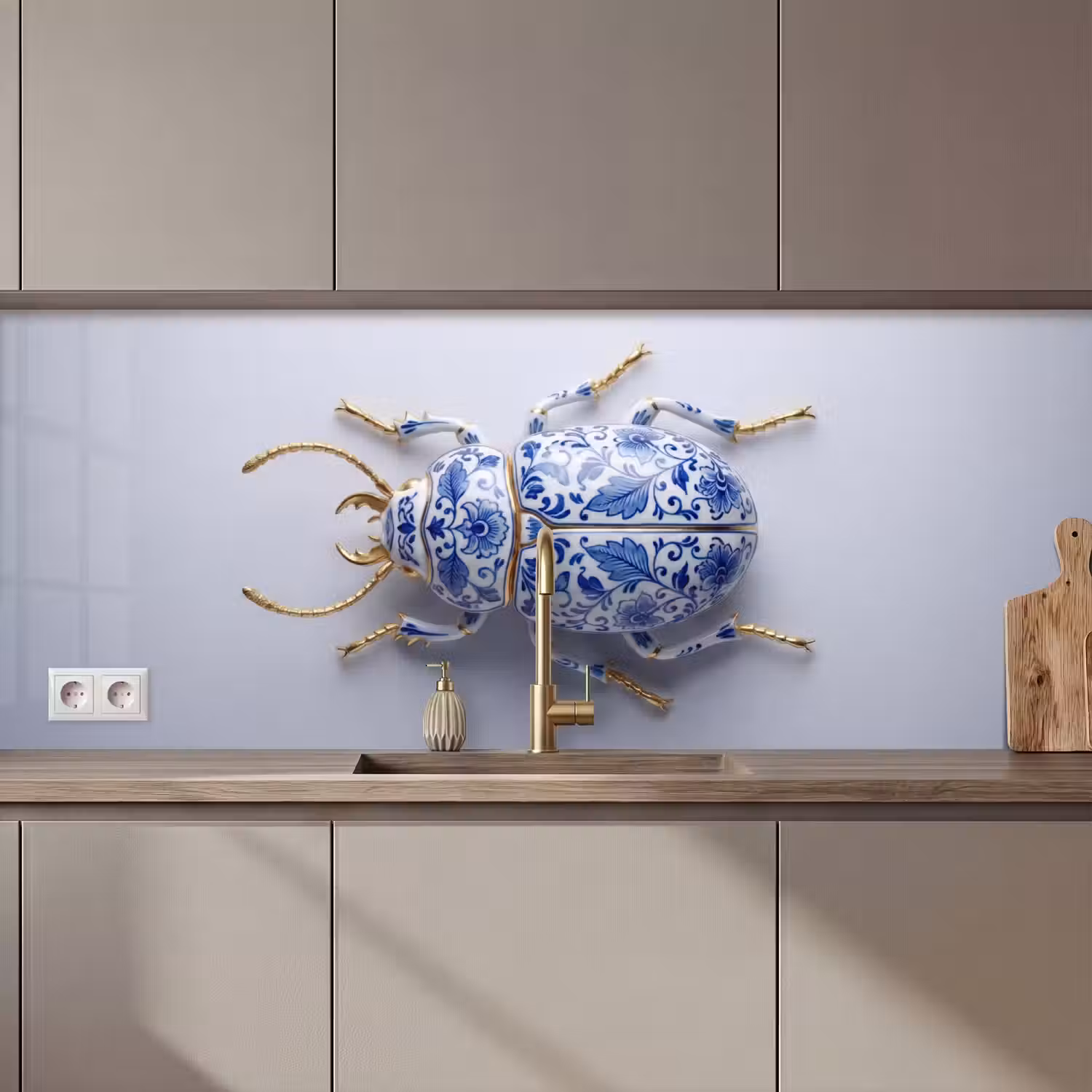 Kever - Delfts - Blauw - Goud keuken achterwand 2 middel zz_3dshopping