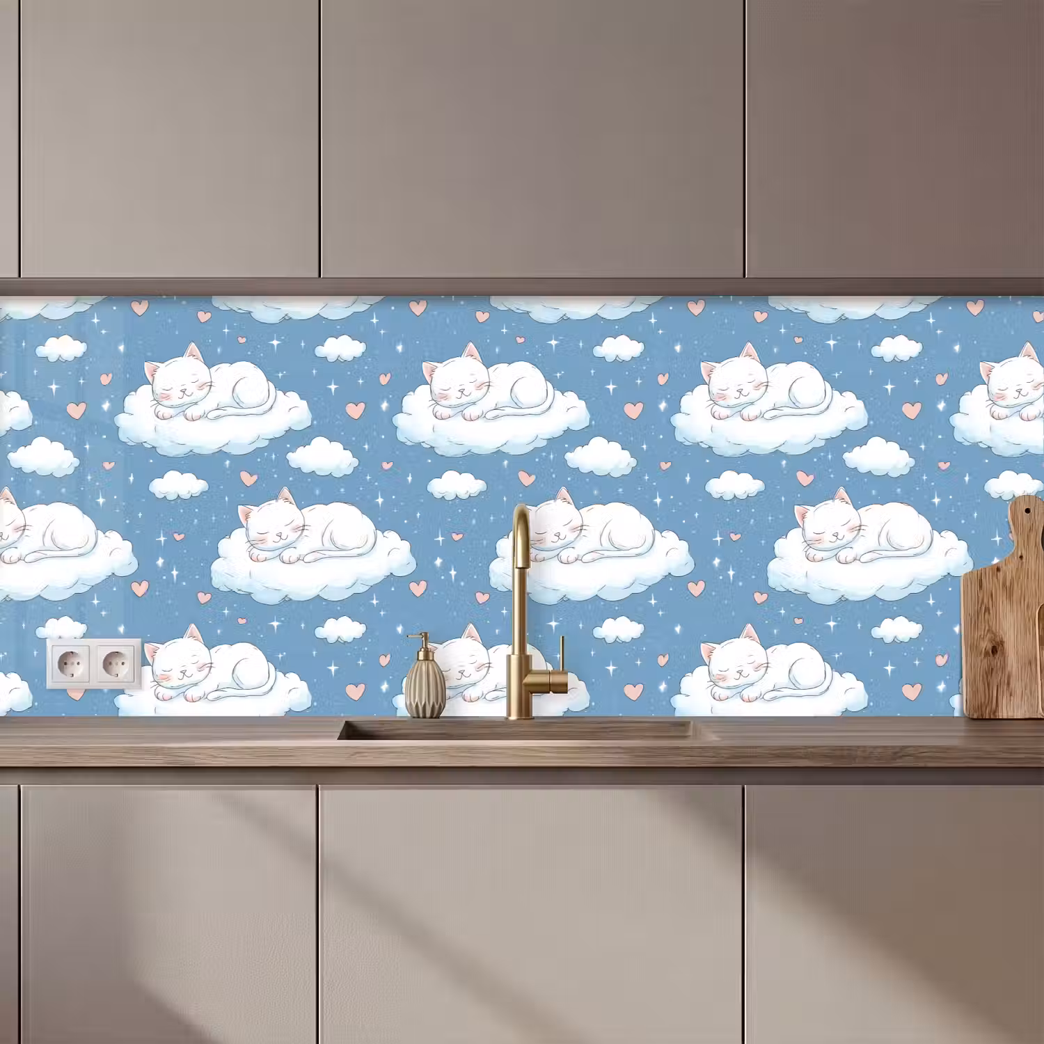 Kitten - Wolken - Blauw keuken achterwand 2 middel 871 zz_3dshopping