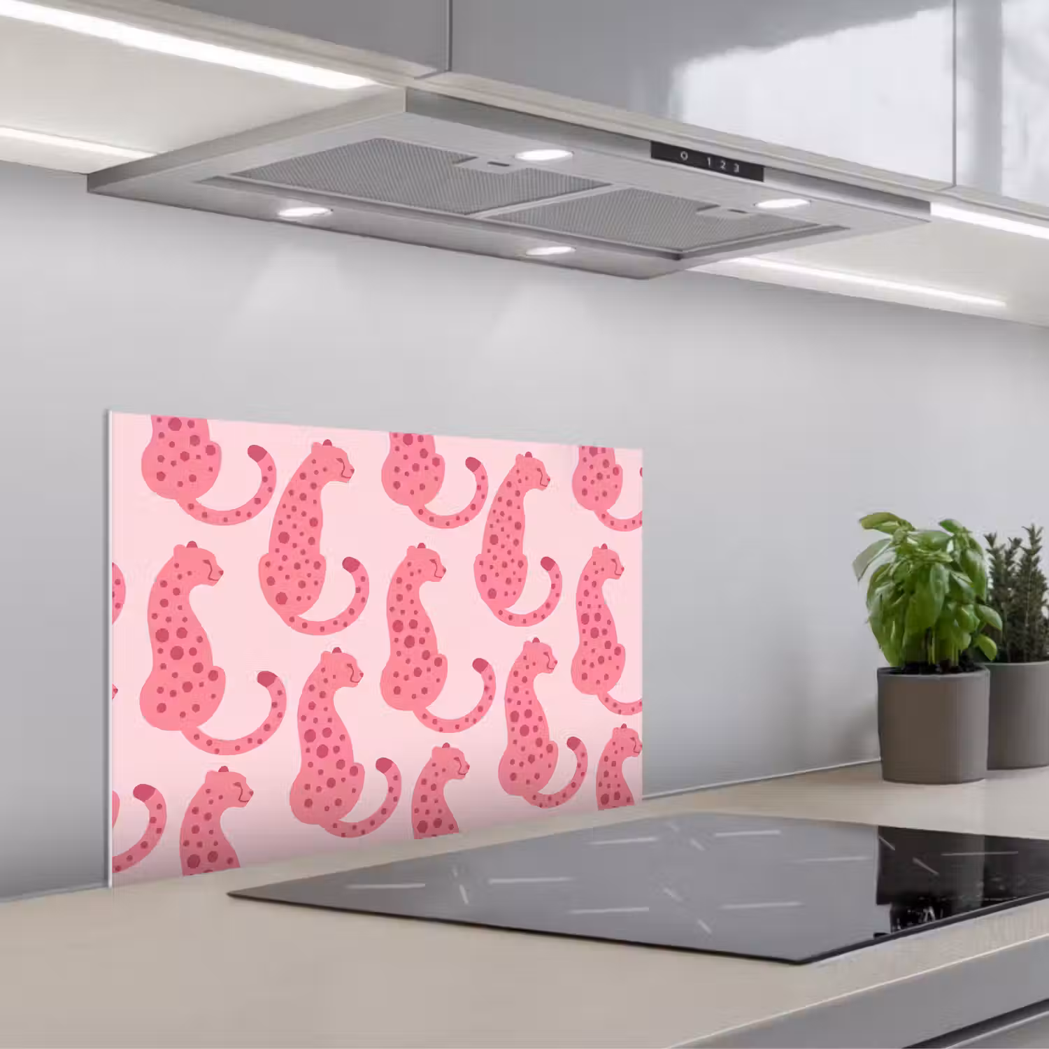 Kat - Gevlekt - Dieren - Patroon - Roze keuken achterwand spatscherm klein -3d_schuin