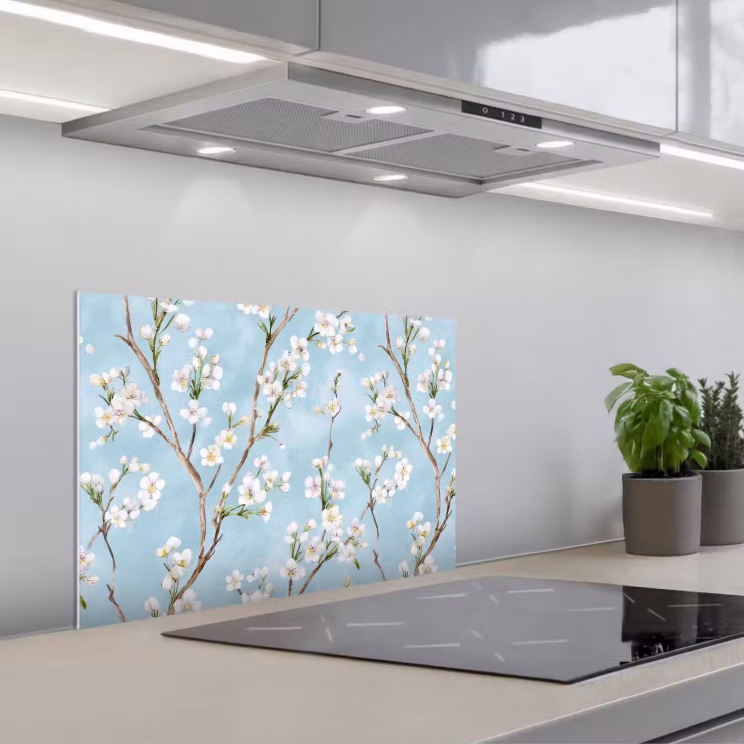 Kersenbloesem - Textuur - Blauw keuken achterwand spatscherm klein 900 -3d_schuin