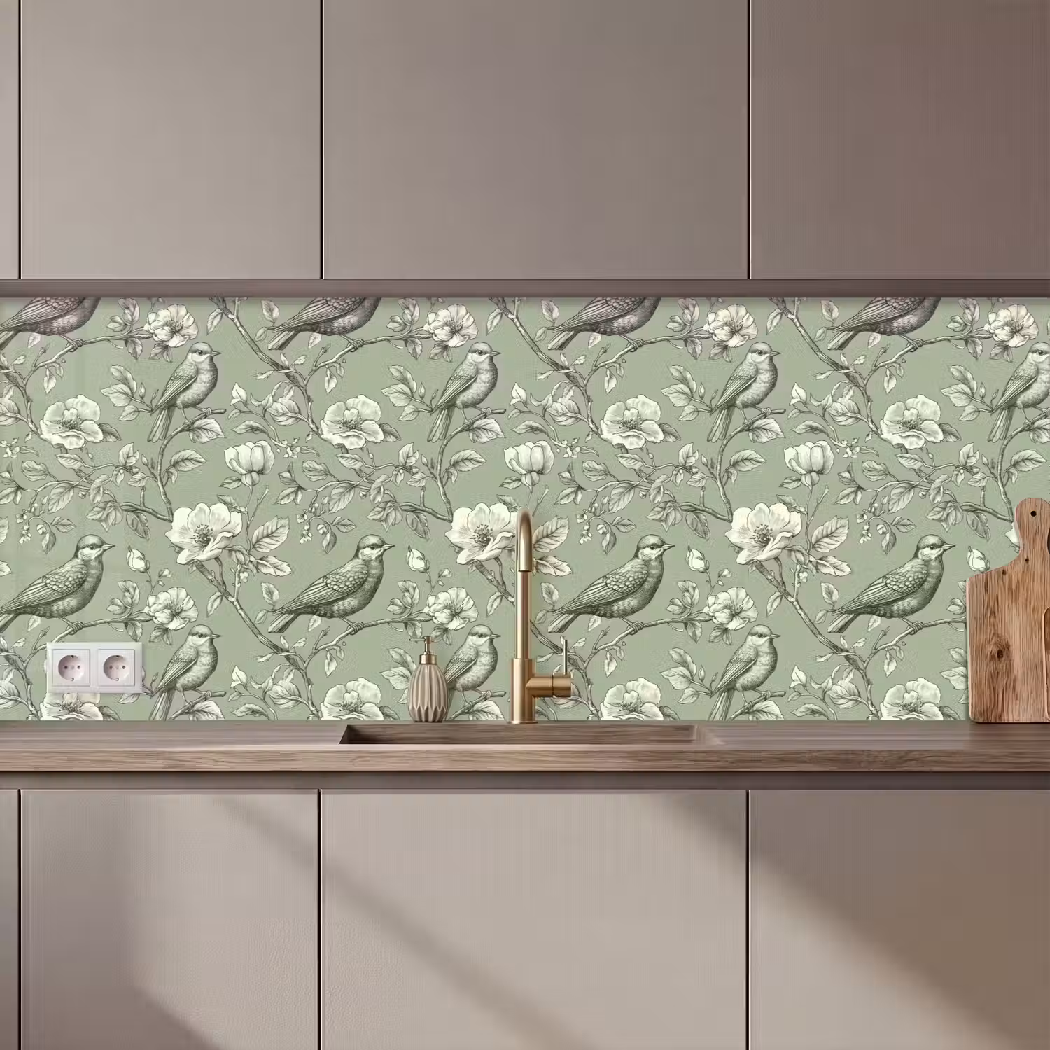 Klassiek - Botanisch - Groen keuken achterwand 2 middel 871 zz_3dshopping