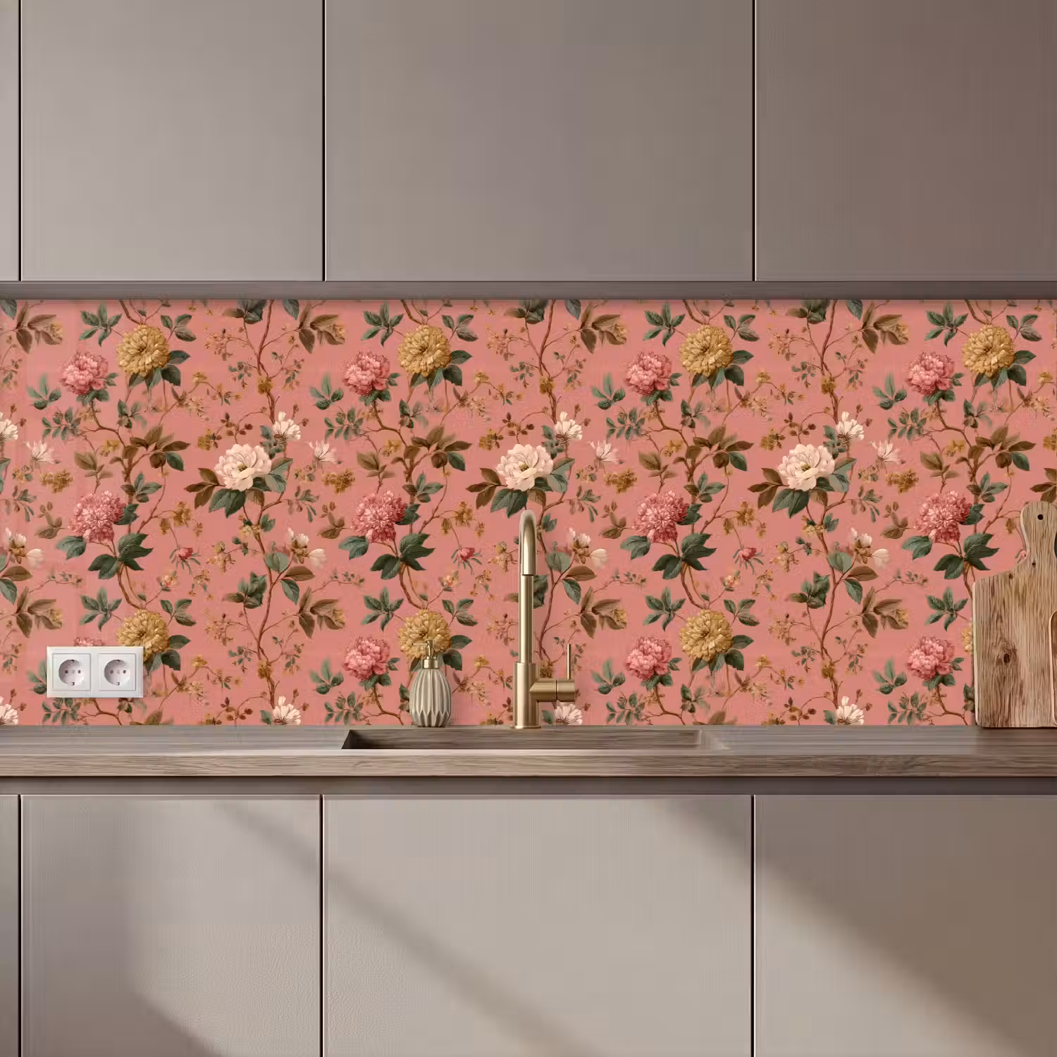 Klassiek - Botanisch - Roze keuken achterwand 2 middel 871 zz_3dshopping