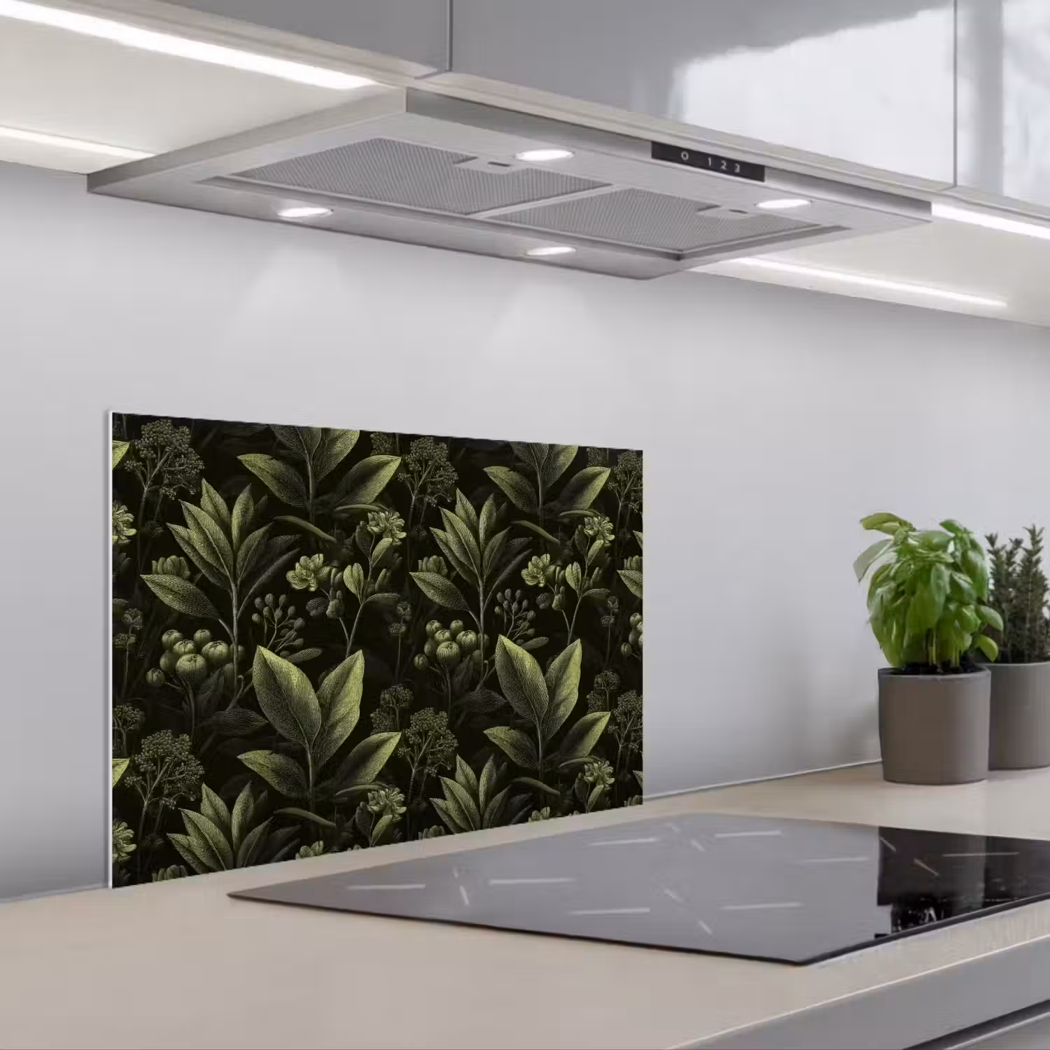 Klassiek - Donker - Botanisch - Planten keuken achterwand spatscherm klein 900 -3d_schuin