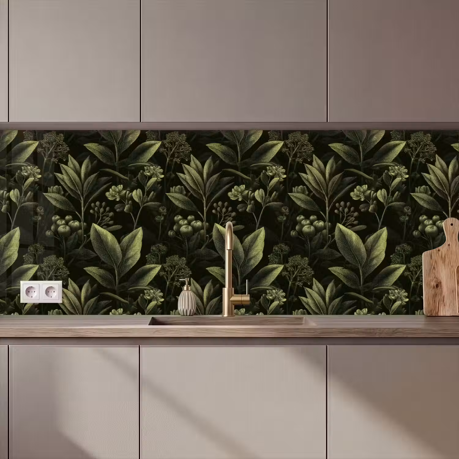 Klassiek - Donker - Botanisch - Planten keuken achterwand 2 middel 871 zz_3dshopping