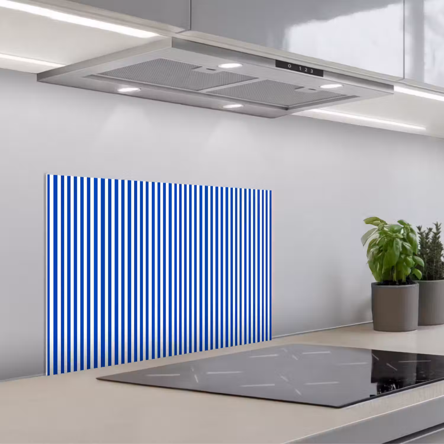 Klassiek - Strepen - Blauw keuken achterwand spatscherm klein 900 -3d_schuin