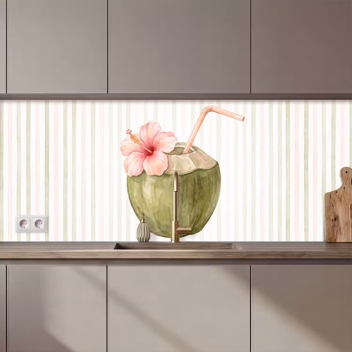 Kokosnoot - Drank - Tropisch - Illustratie - Zomer keuken achterwand 2 middel zz_3dshopping