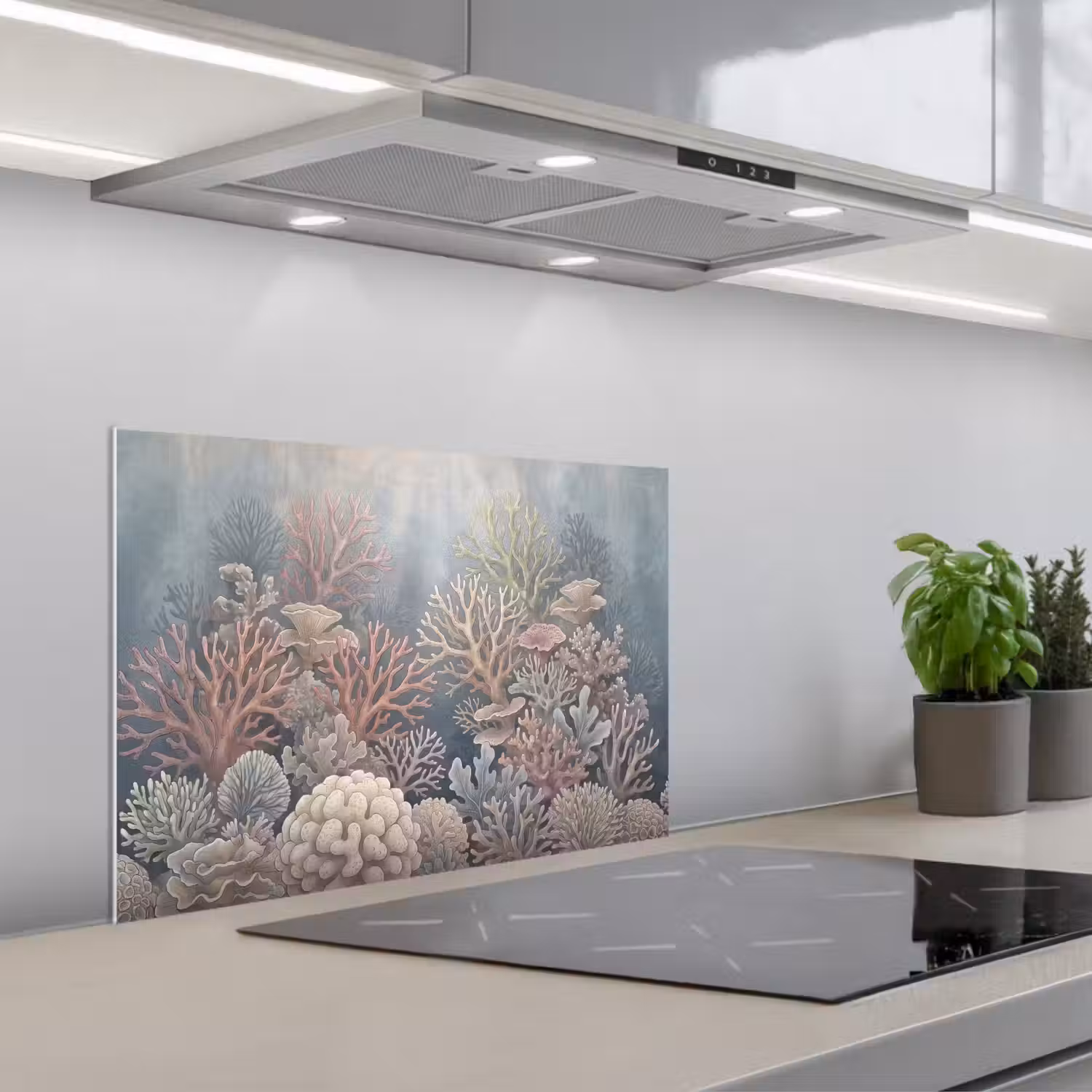 Koraal - Zeeleven - Onderwater - Illustratie - Natuur keuken achterwand spatscherm klein -3d_schuin
