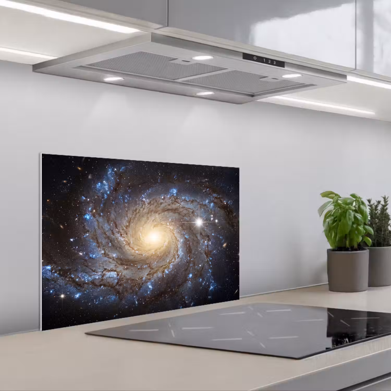 Kosmos - Sterrenstelsel - Donker keuken achterwand spatscherm klein -3d_schuin