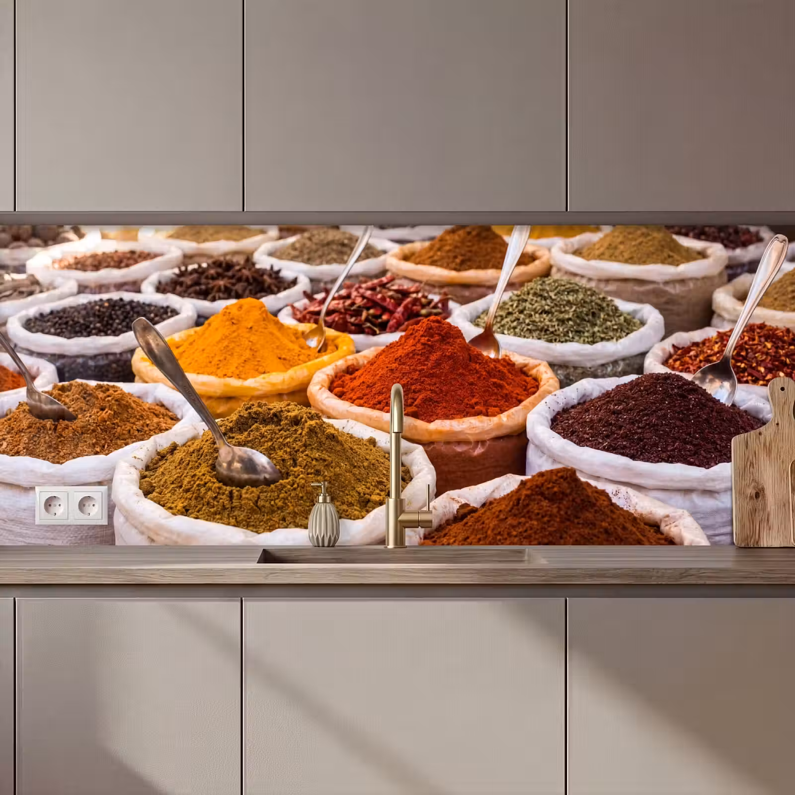 Küchenrückwand - Kräuter – Markt – Essen - Kruiden - Markt - Eten keuken achterwand 2 middel zz_3dshopping