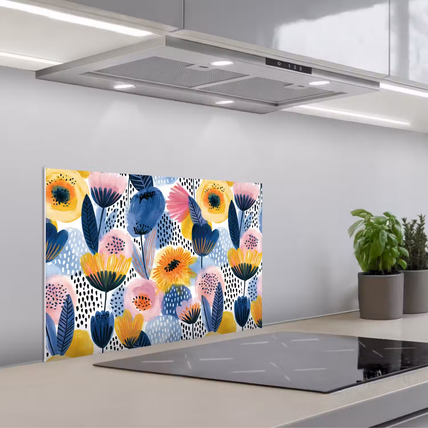 Creatief - Patroon - Kleurrijk keuken achterwand spatscherm klein 900 -3d_schuin