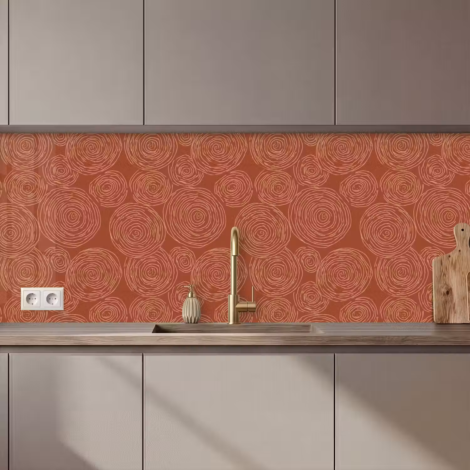 Cirkels - Abstract - Artistiek - Terracotta keuken achterwand 2 middel 871 zz_3dshopping