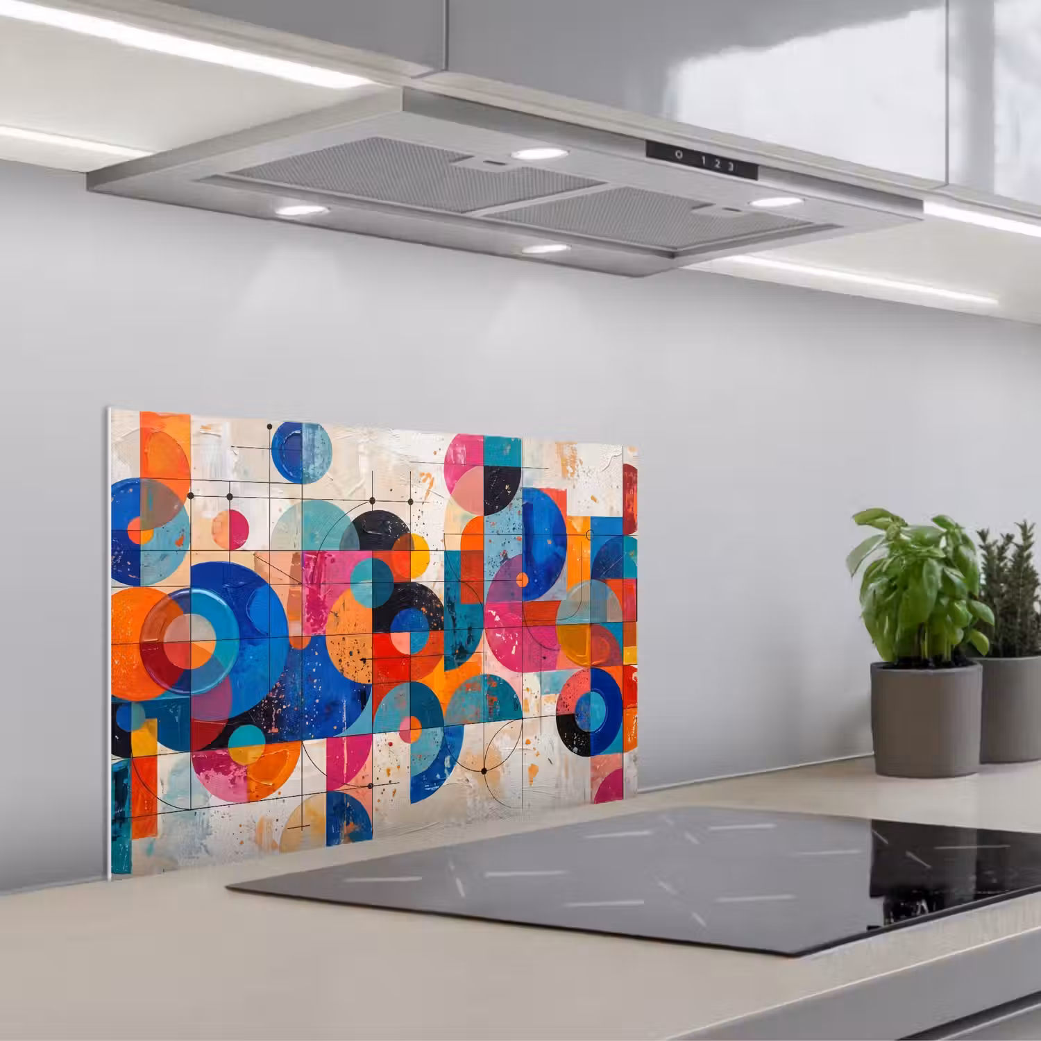 Kunst - Geometrisch - Abstract - Kleurrijk keuken achterwand spatscherm klein -3d_schuin