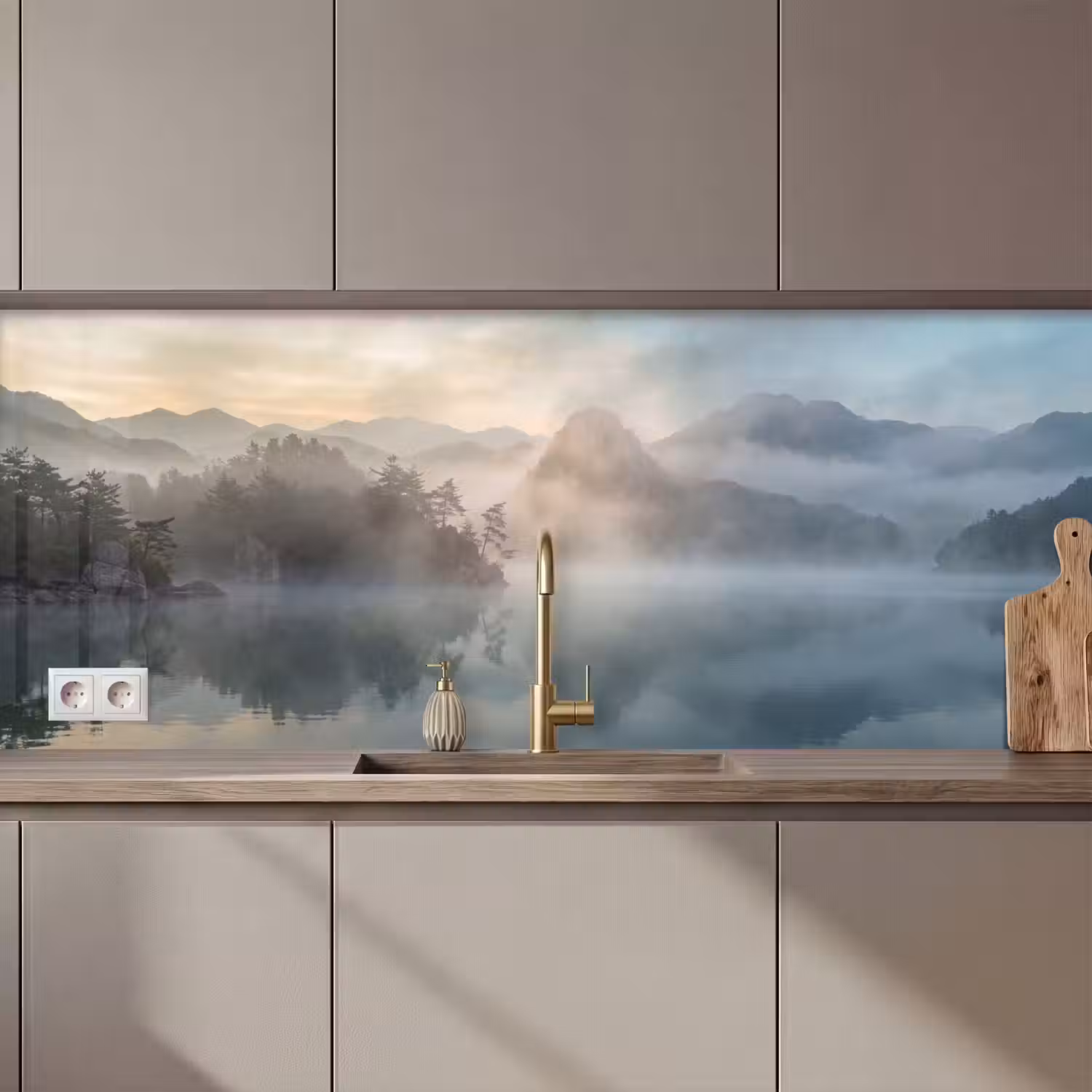 Landschap - Bergen - Mist - Water - Natuur keuken achterwand 2 middel zz_3dshopping