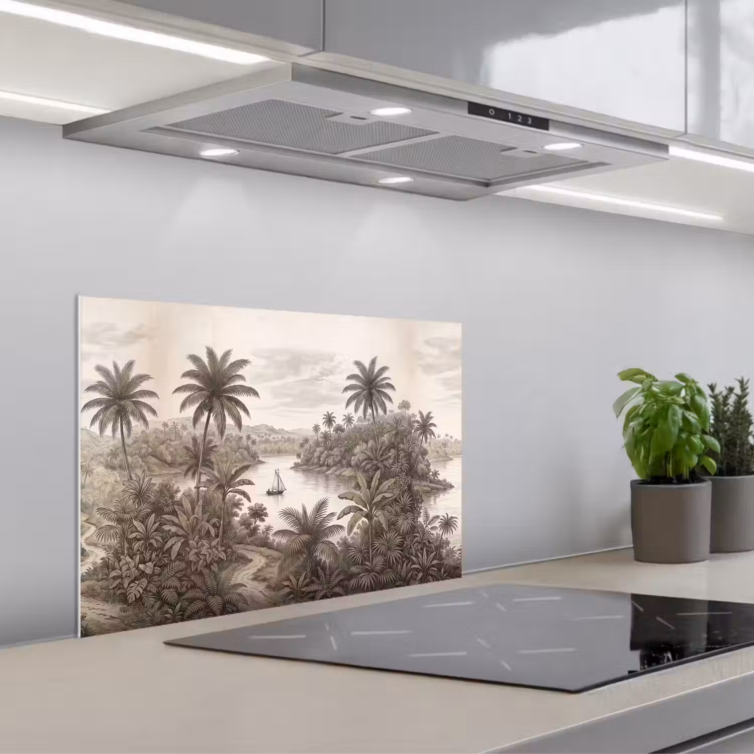 Landschap - Rivier - Boot - Tropisch - Vintage keuken achterwand spatscherm klein -3d_schuin