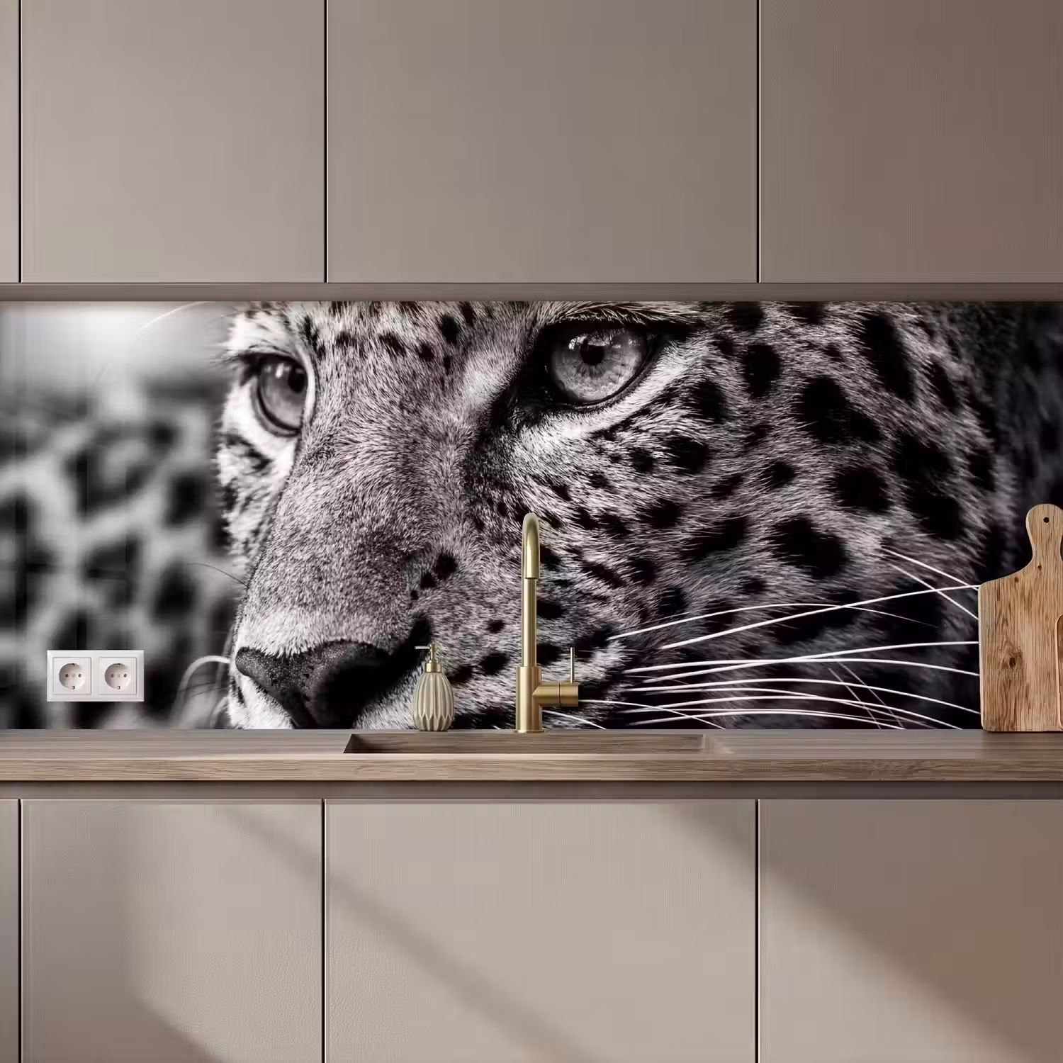 Luipaard - Zwart - Wit - Oog keuken achterwand 2 middel zz_3dshopping