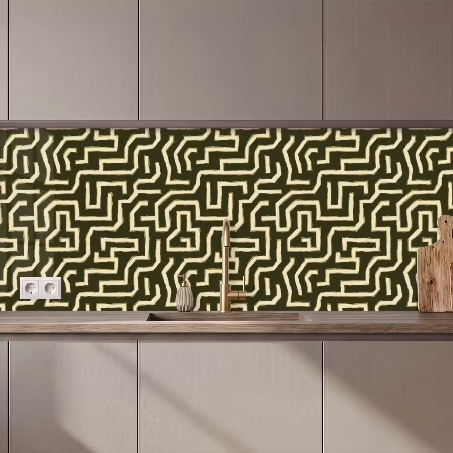 Lijnen - Abstract - Groen keuken achterwand 2 middel 871 zz_3dshopping