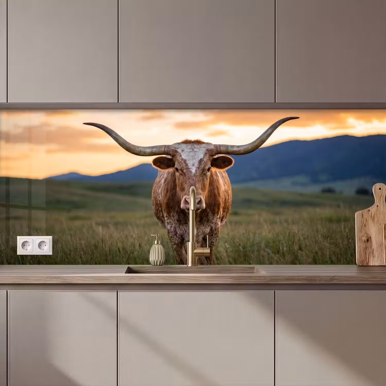 Longhorn - Landschap - Zonsondergang keuken achterwand 2 middel zz_3dshopping