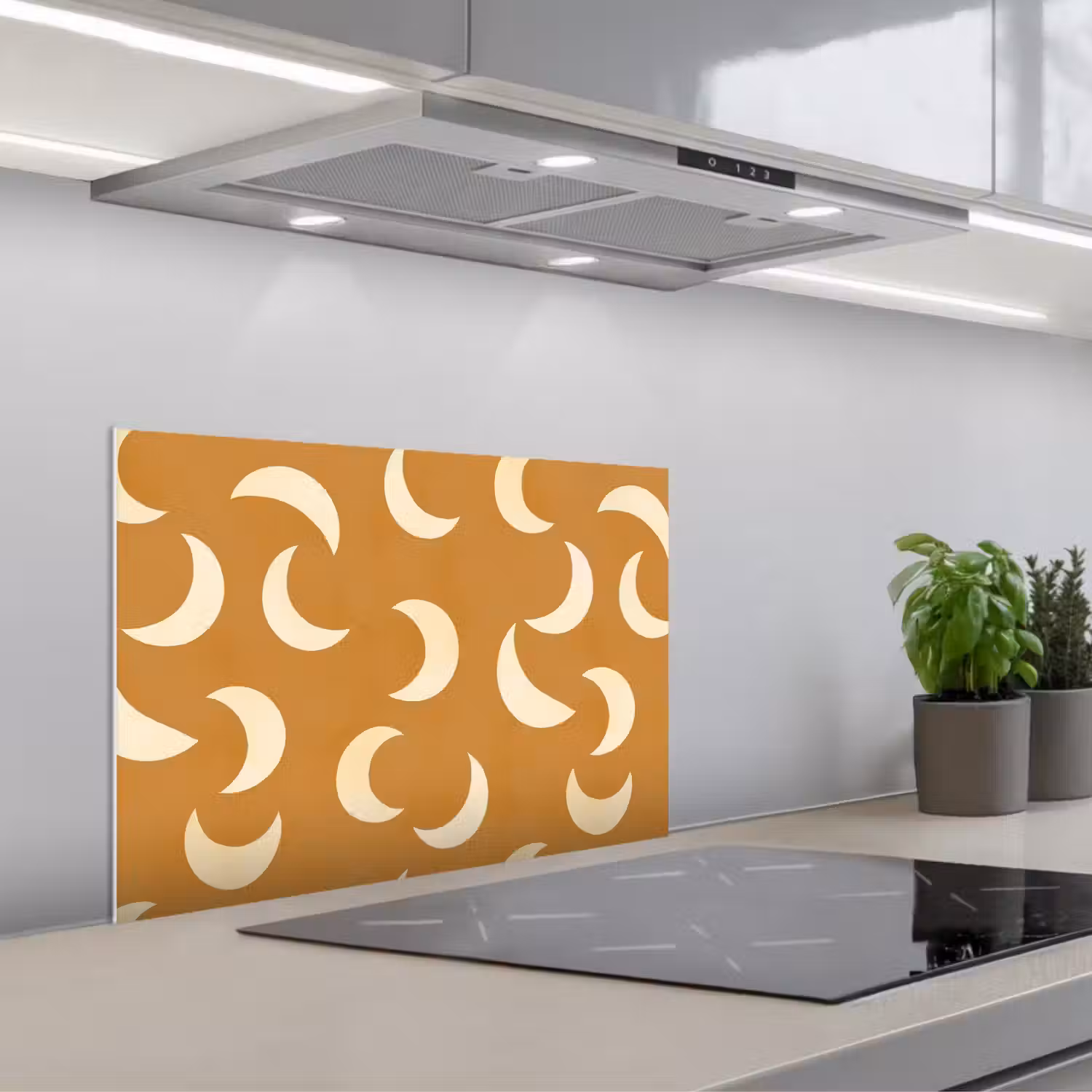 Manen - Patroon - Oker keuken achterwand spatscherm klein 900 -3d_schuin