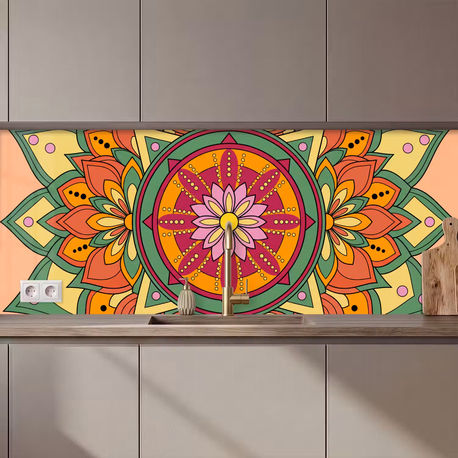 Mandala - Bloemen - Abstract - Kleurrijk keuken achterwand 2 middel zz_3dshopping