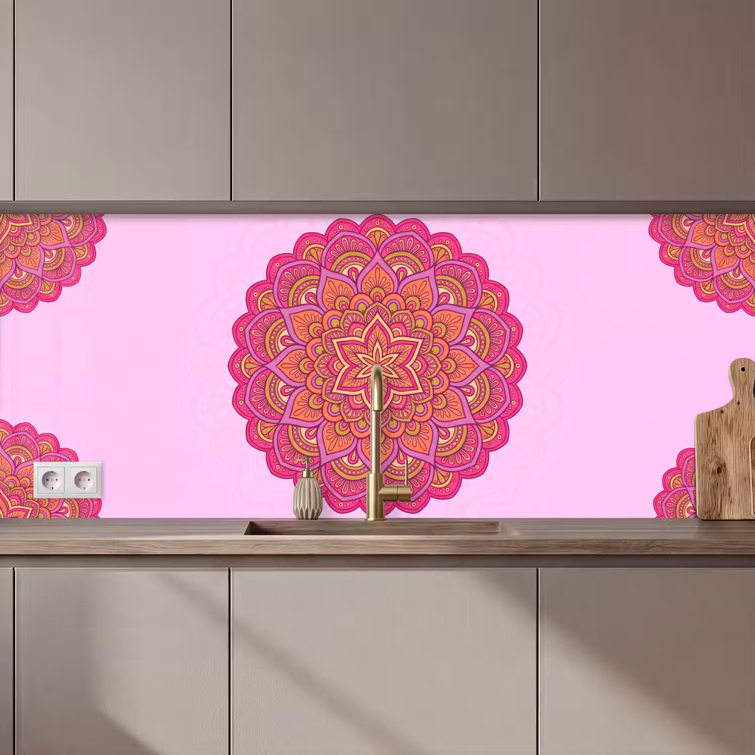 Mandala - Cirkel - Spiritueel - Oosters - Roze keuken achterwand 2 middel zz_3dshopping