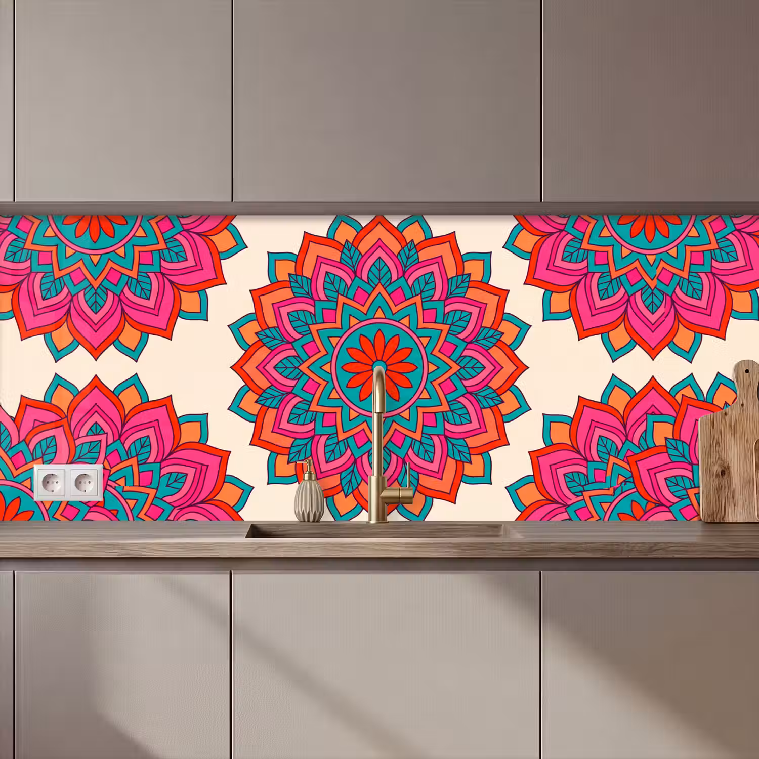 Mandala - Patroon - Abstract - Kleurrijk - Modern keuken achterwand 2 middel zz_3dshopping