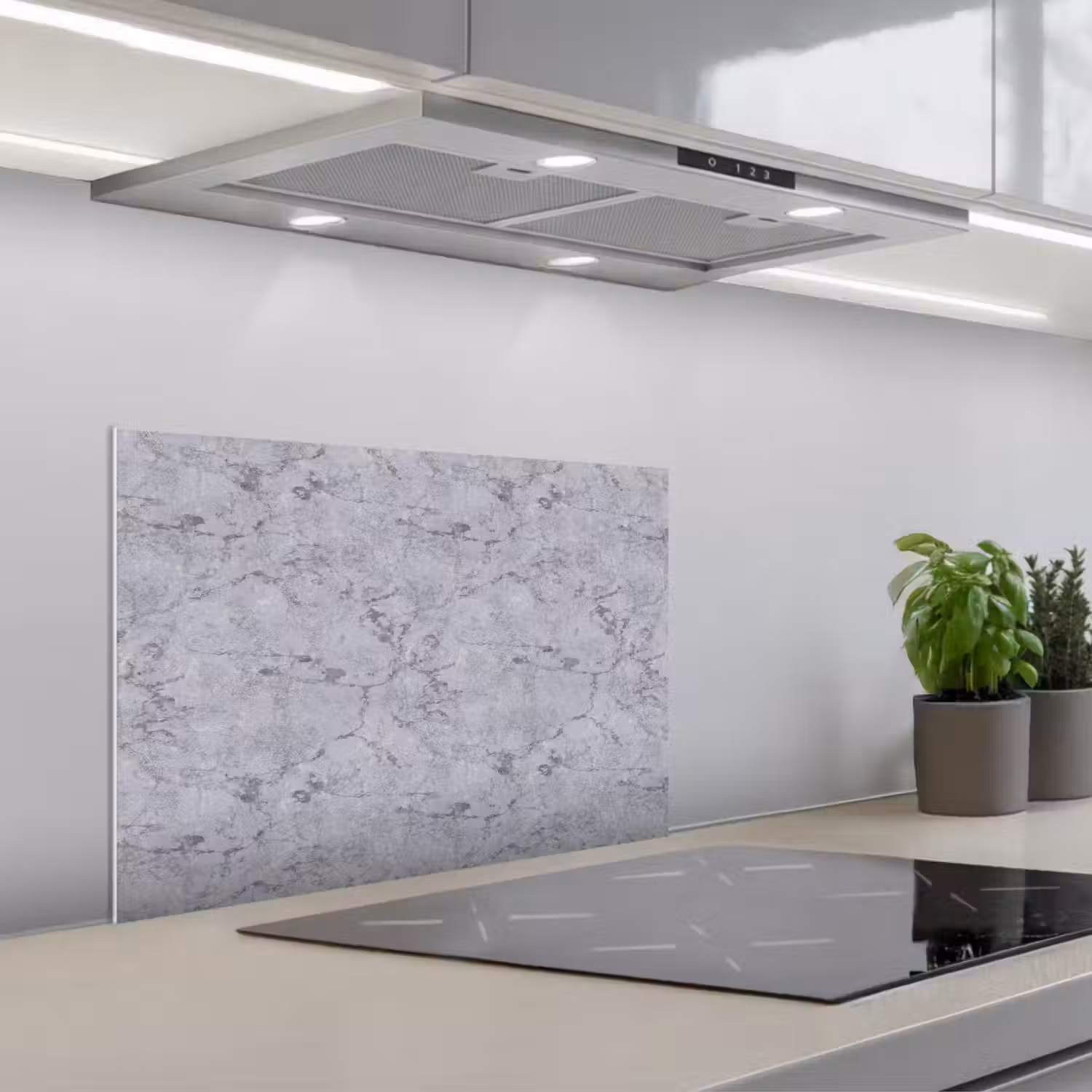 Marmerplaat - Patroon - Grijs keuken achterwand spatscherm klein 900 -3d_schuin