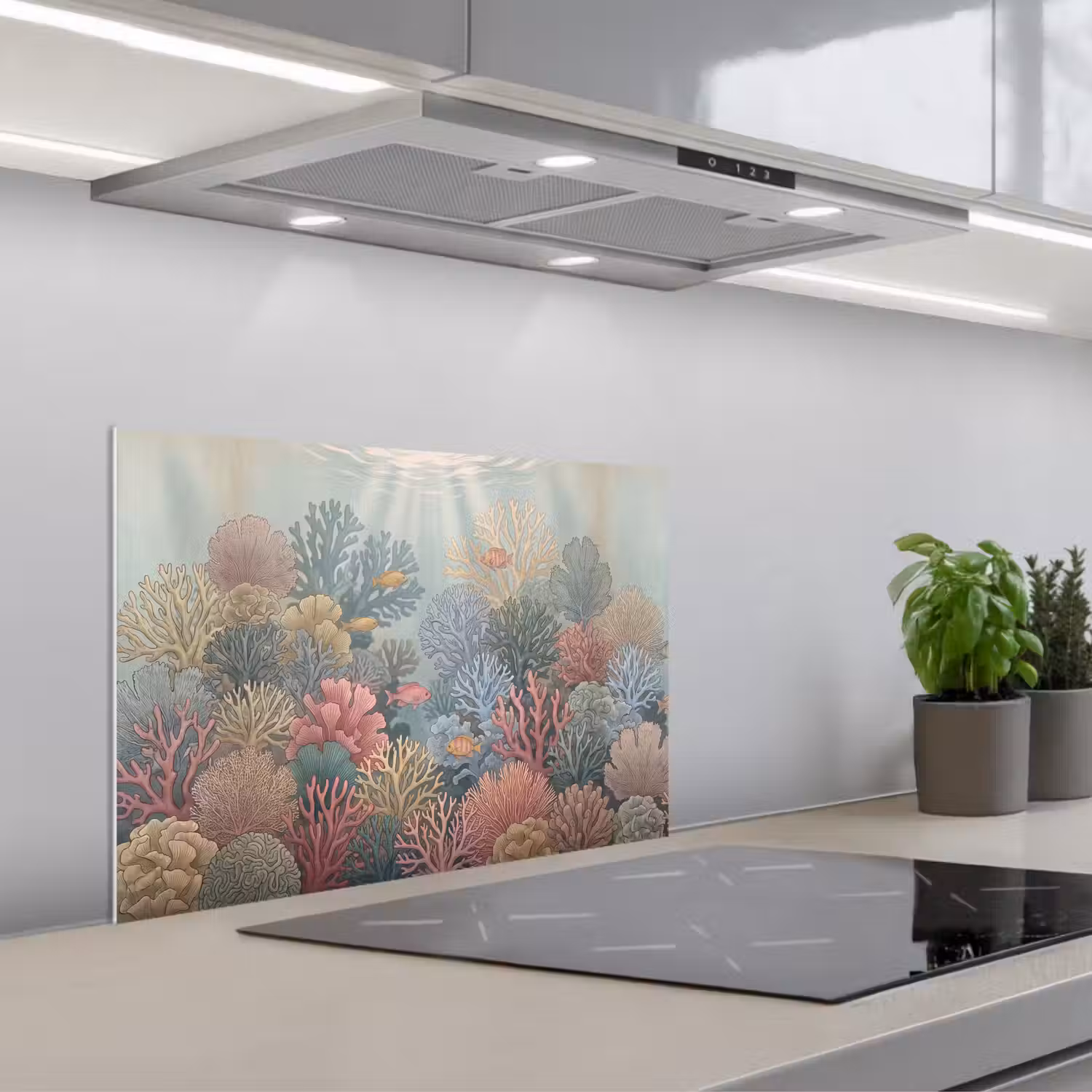 Zee - Koraal - Vis - Natuur - Kleurrijk keuken achterwand spatscherm klein -3d_schuin