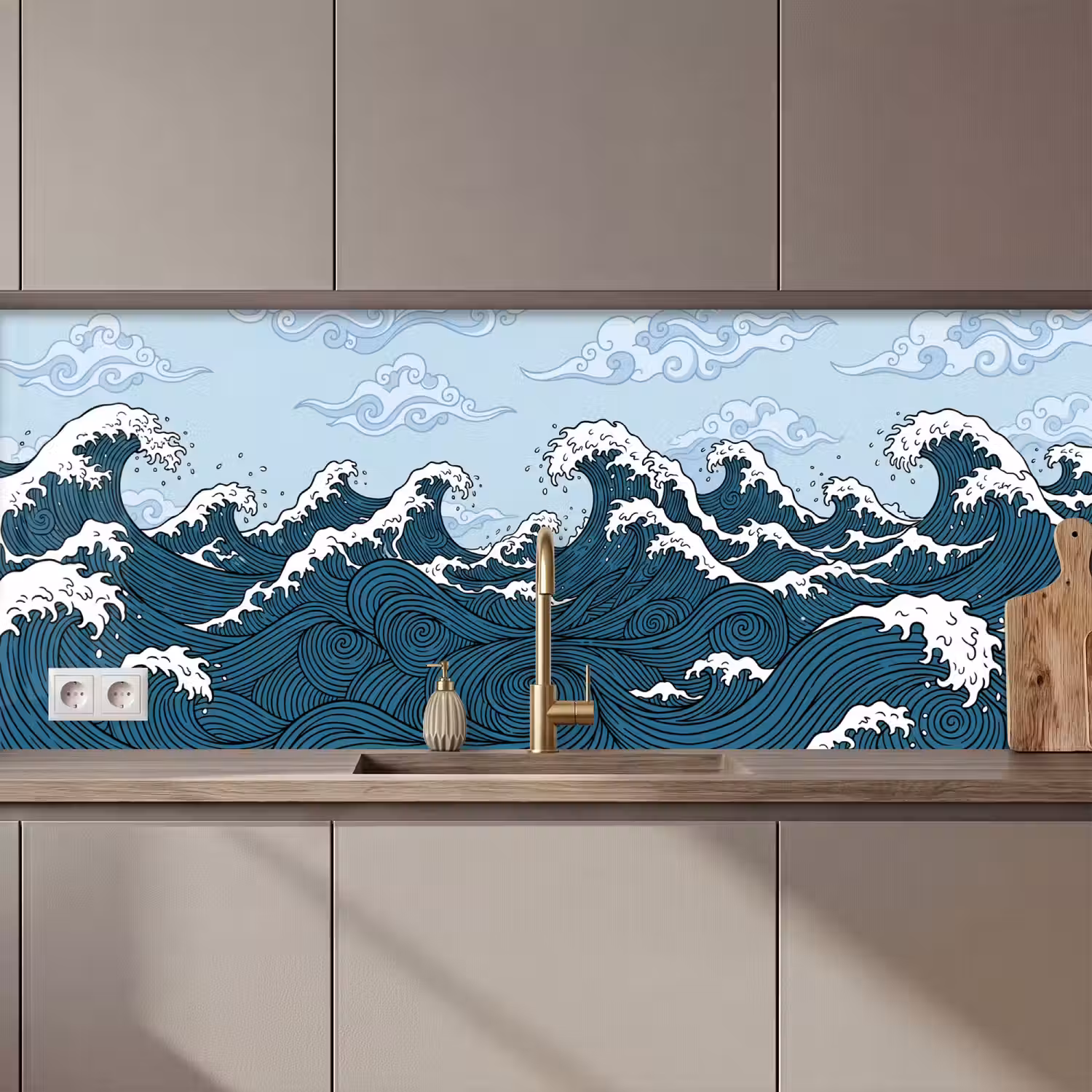 Zee - Golven - Japans - Natuur - Blauw keuken achterwand 2 middel zz_3dshopping