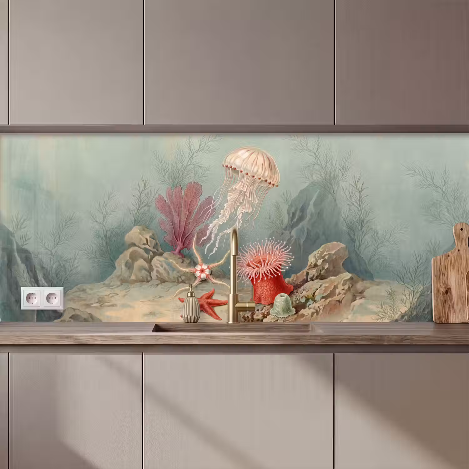 Zeeleven - Kwal - Onderwater - Illustratie - Beige keuken achterwand 2 middel zz_3dshopping