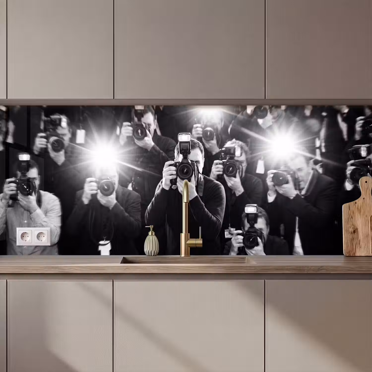 Mensen - Camera - Flitslicht - Zwart-wit - Media keuken achterwand 2 middel zz_3dshopping