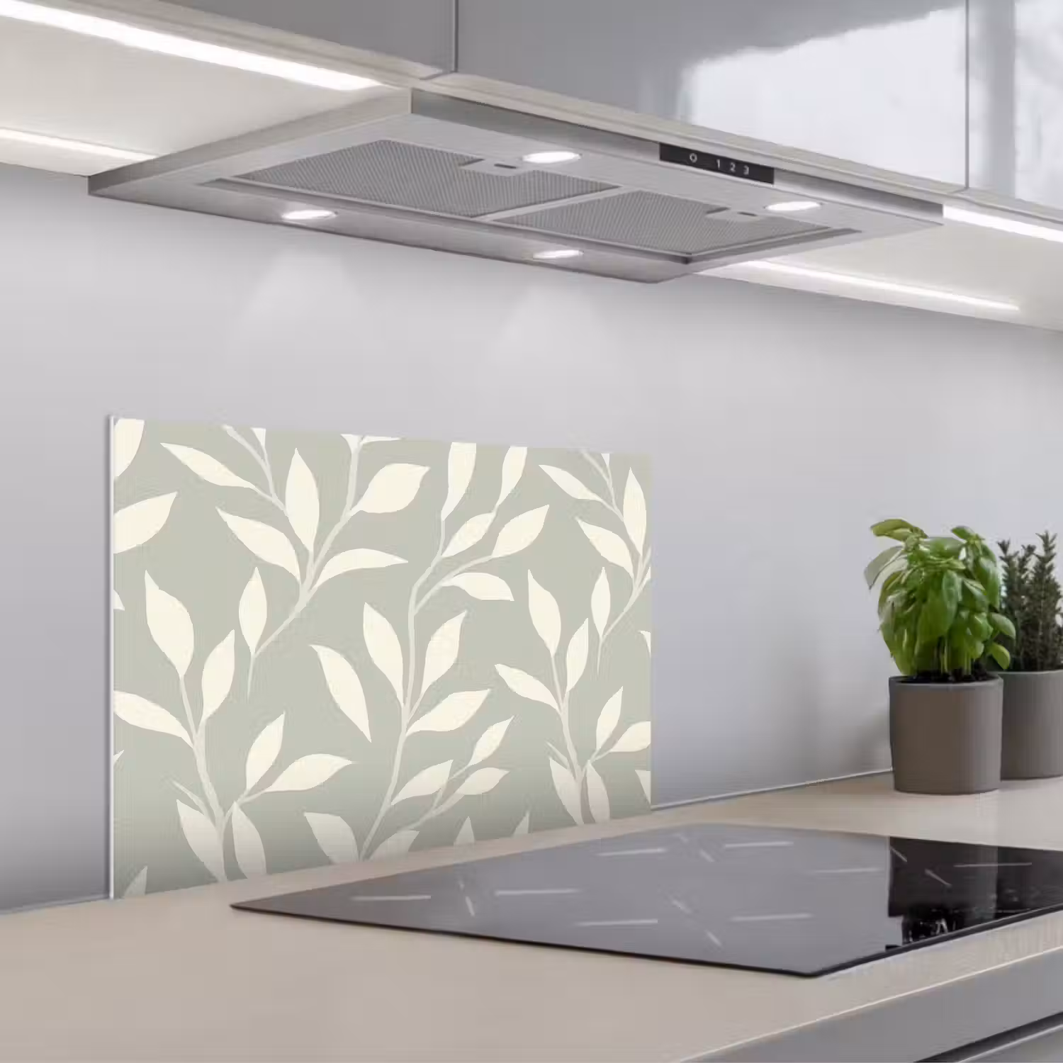 Minimalistisch - Patroon - Groen keuken achterwand spatscherm klein 900 -3d_schuin