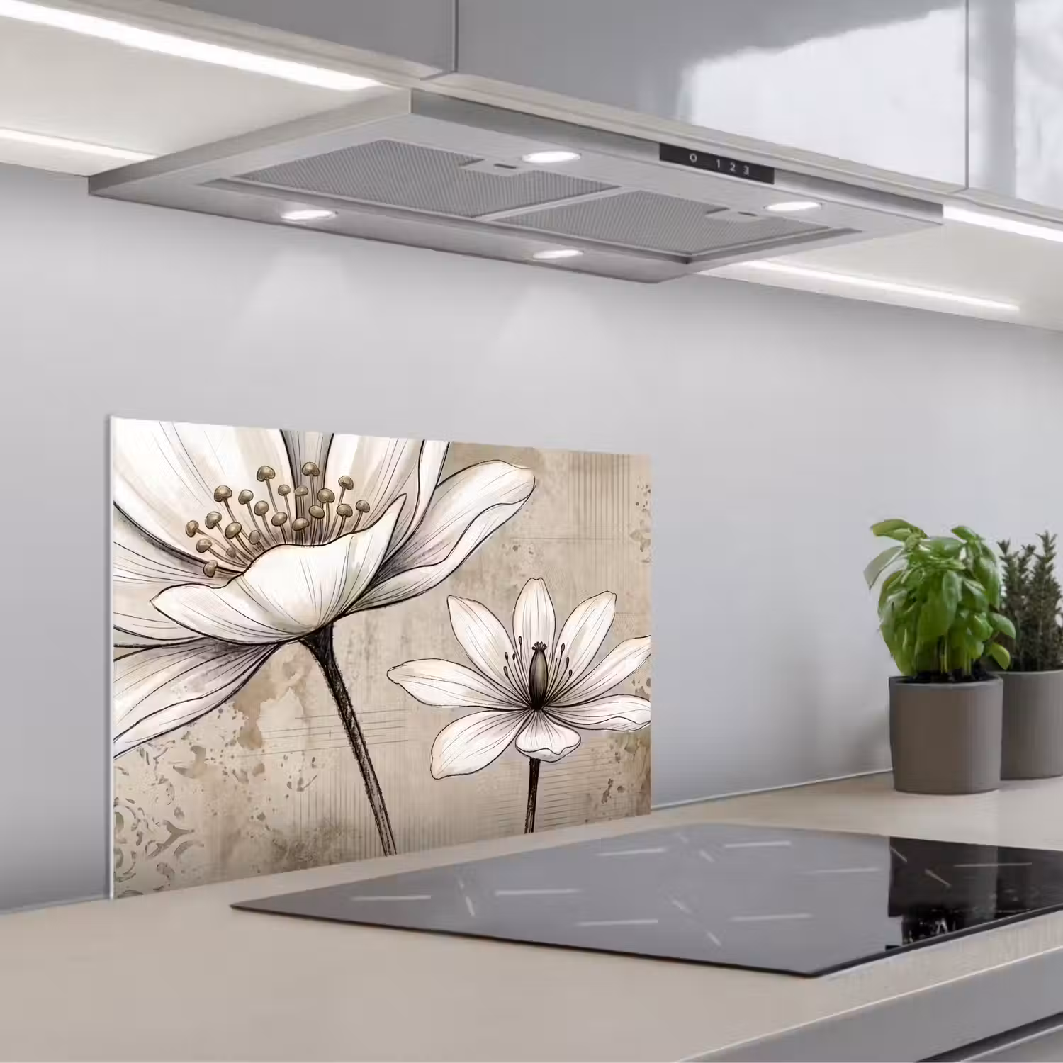 Modern - Design - Wit keuken achterwand spatscherm klein -3d_schuin