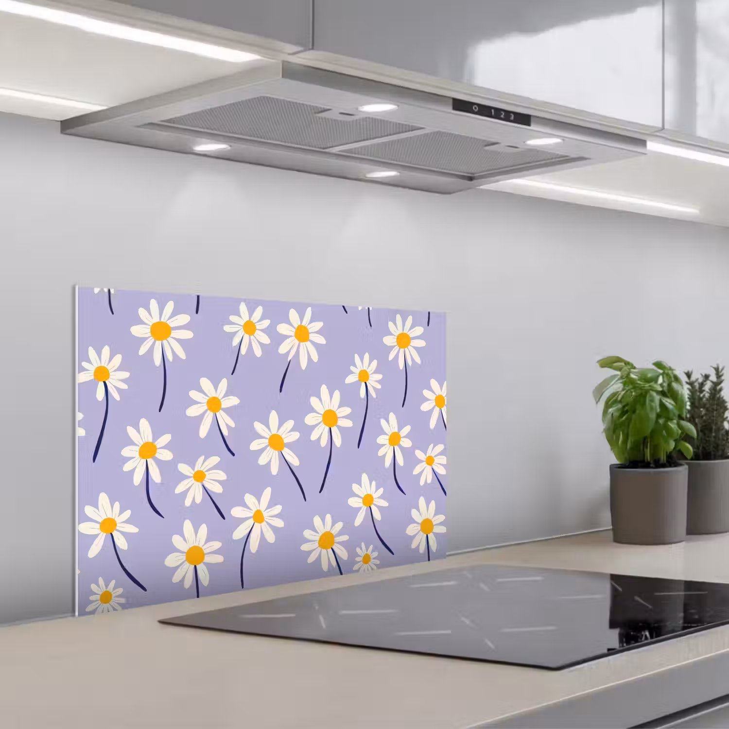 Modern - Madelief - Paars keuken achterwand spatscherm klein 900 -3d_schuin
