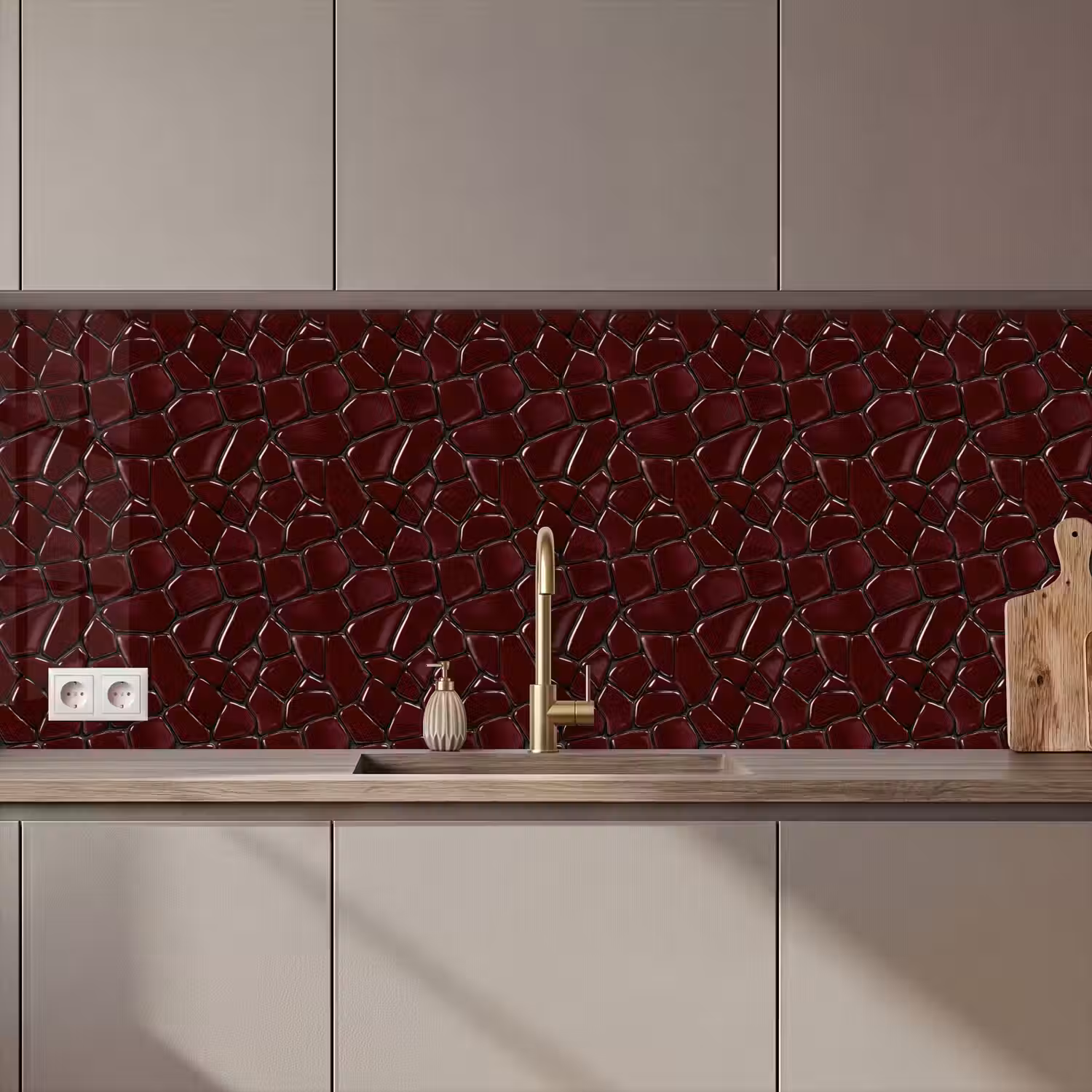 Mozaïek - Tegel - Bordeauxrood keuken achterwand 2 middel 871 zz_3dshopping