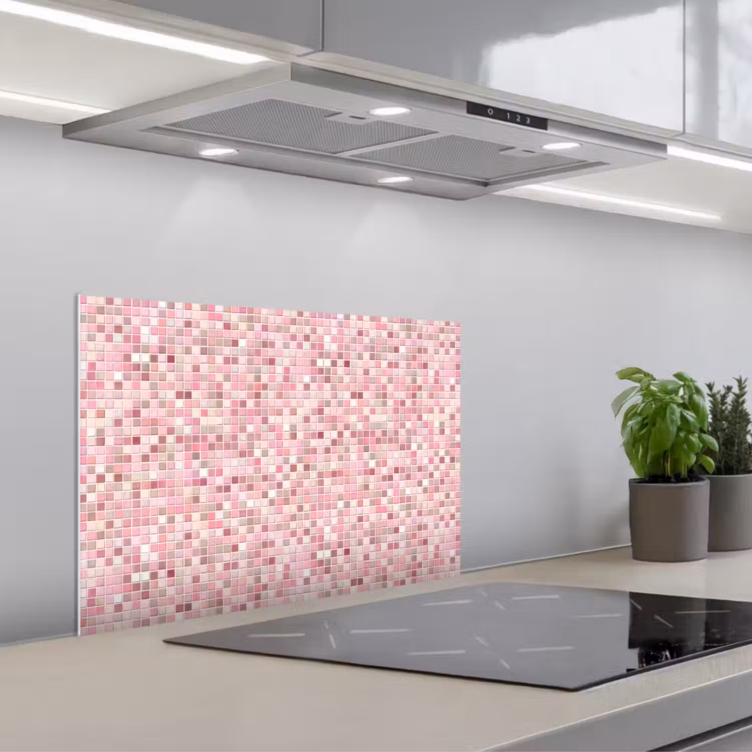 Mozaïek - Patroon - Roze keuken achterwand spatscherm klein 900 -3d_schuin