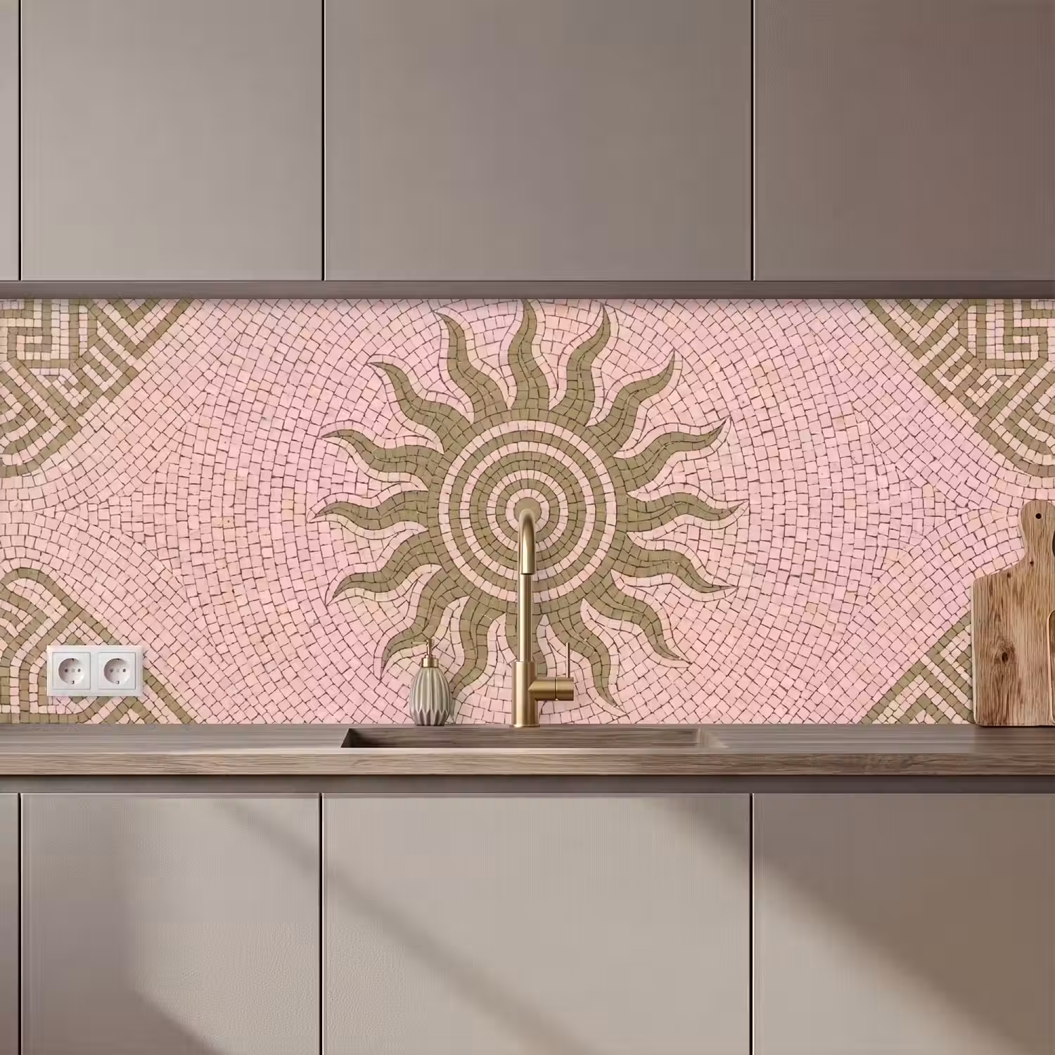 Mozaïek - Zon - Patroon - Klassiek - Roze keuken achterwand 2 middel zz_3dshopping