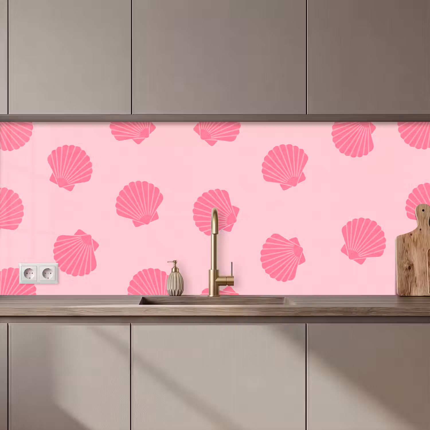 Schelp - Patroon - Zee - Modern - Roze keuken achterwand 2 middel zz_3dshopping